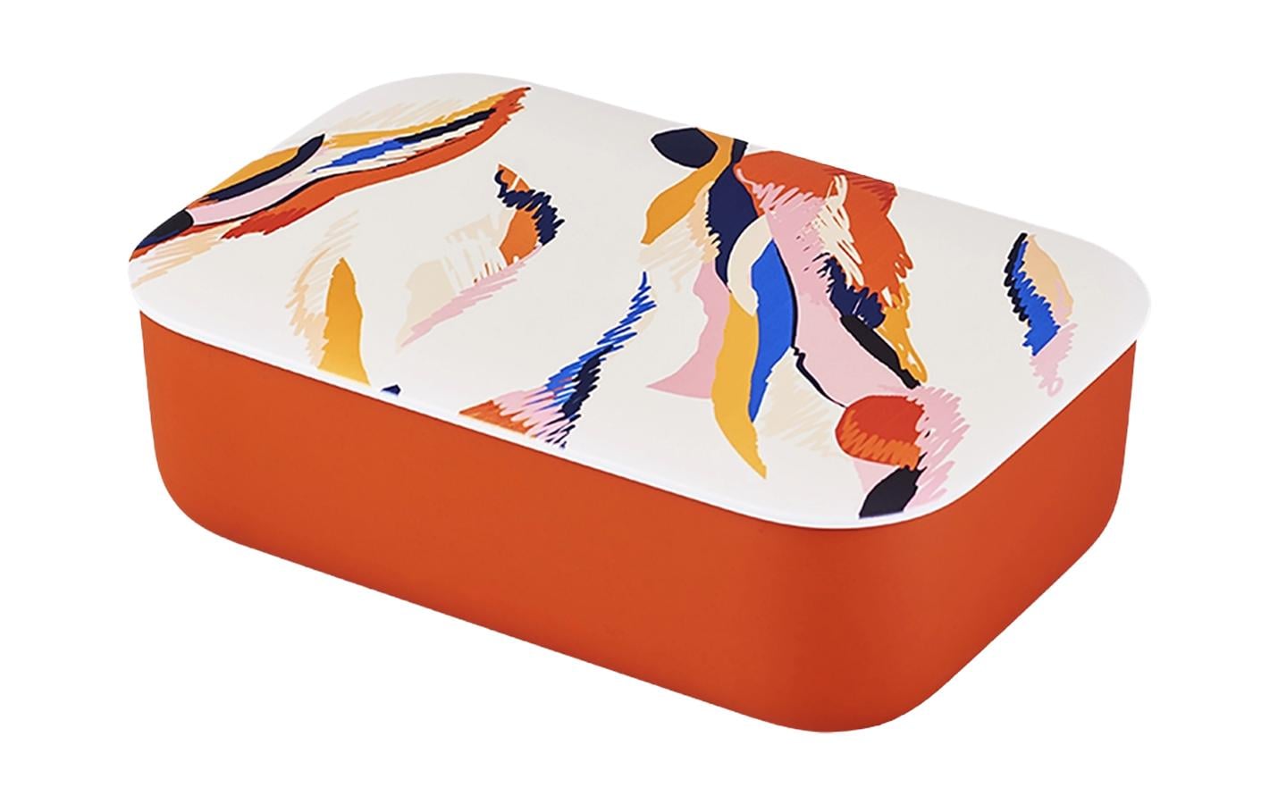 BioLoco Lunchbox, 12 × 17 × 5 cm, Polylactid (PLA)/Silikon, mit Abtrennung, Rot