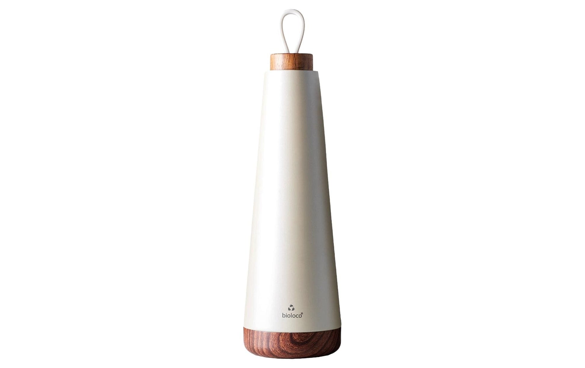 BioLoco Loop Grande Isolierflasche 1 l – doppelwandig 18 h heiss/12 h kalt, Edelstahl, Perleffekt, Holzdeckel