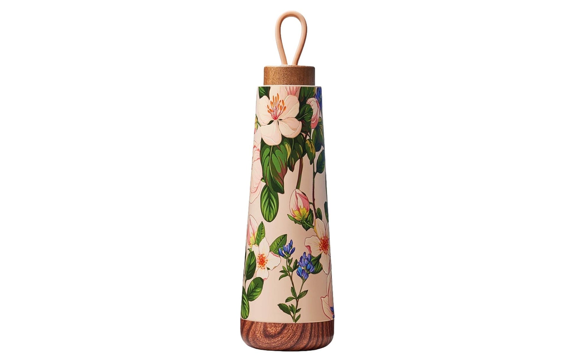 BioLoco Loop-Afternoon Table Isolierflasche 500 ml – Doppelwandig 18 h Heiss / 12 h Kalt, Edelstahl, Holzdeckel