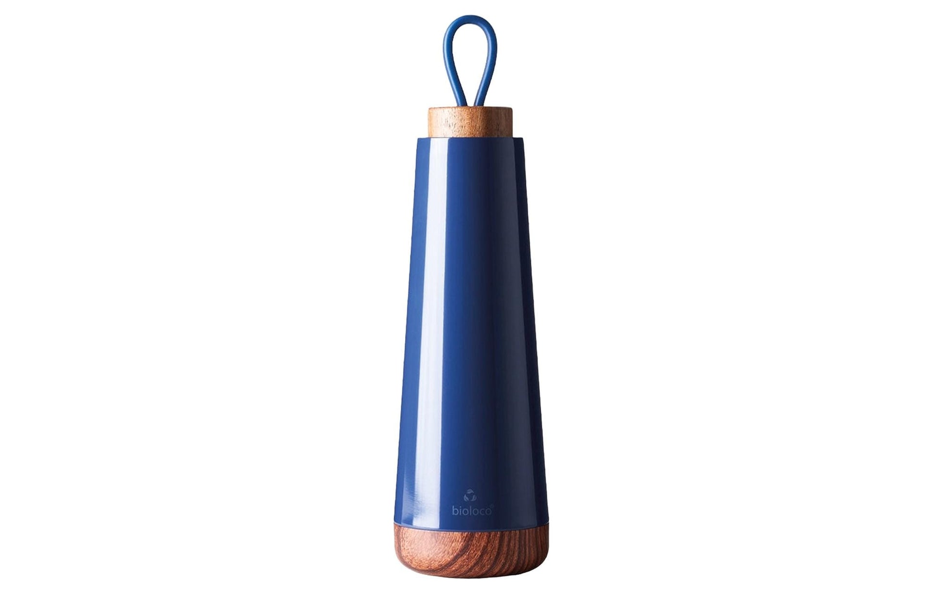 BioLoco Loop Isolierflasche 500 ml – Doppelwandig 18 h heiss/12 h kalt, Edelstahl, Holzdeckel, Midnight Sky