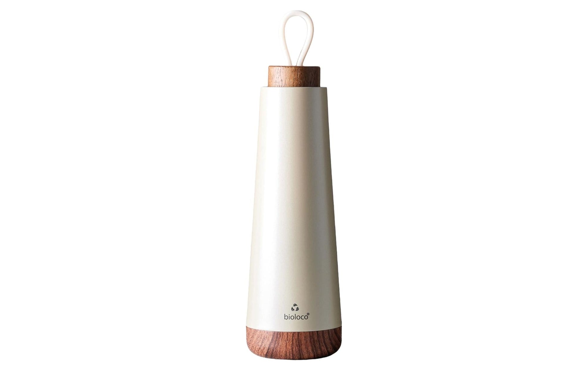 BioLoco Loop-Pearl Isolierflasche 500 ml – doppelwandig 18 h heiss/12 h kalt, Edelstahl, Holzdeckel