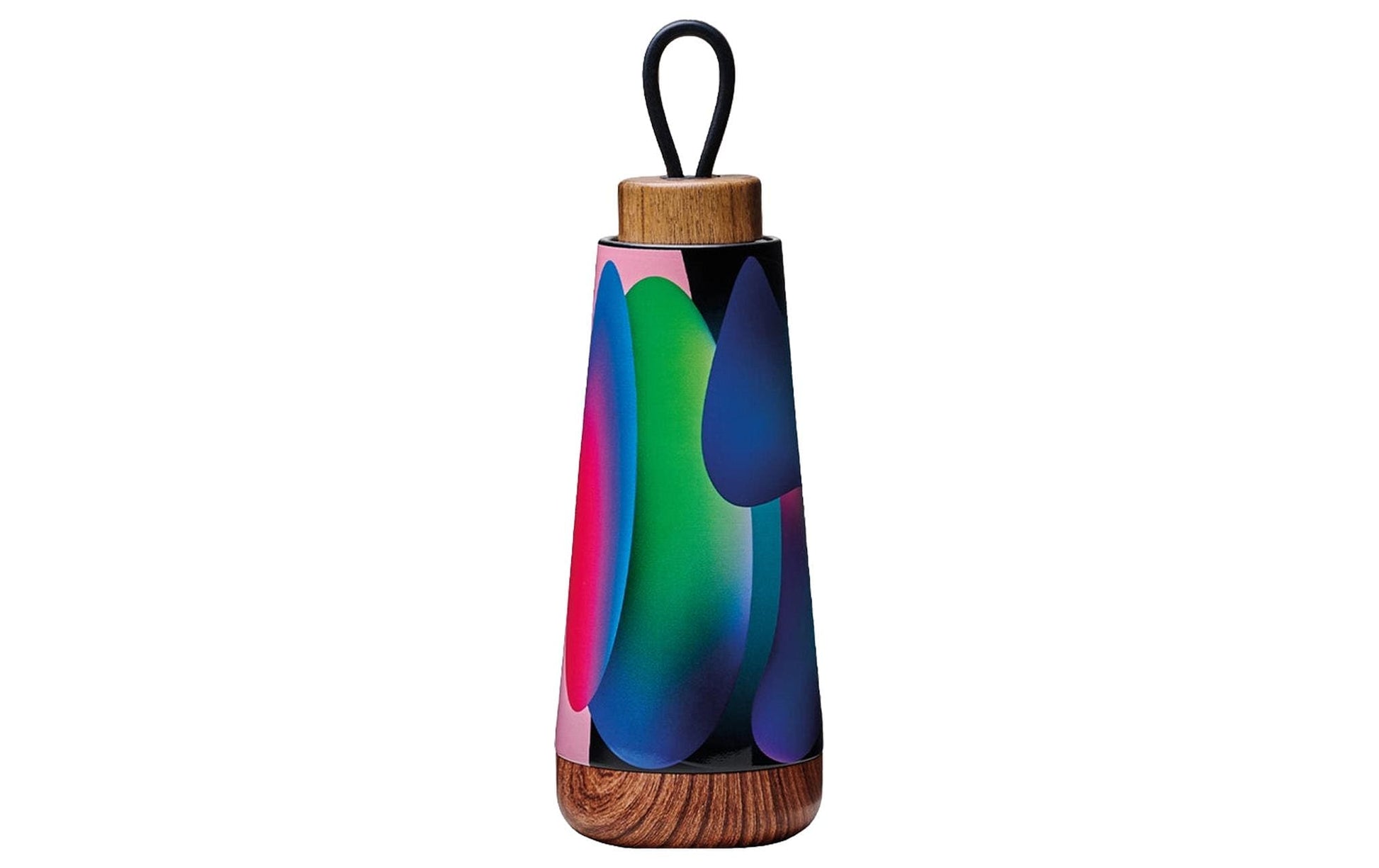 BioLoco Isolierflasche 350 ml – Doppelwandig 18 h heiss/12 h kalt, Edelstahl, Holzdeckel, Colorful Balloons