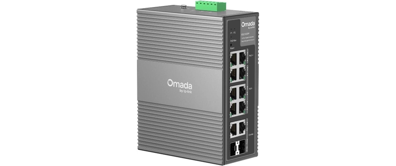 TP-Link Omada IES210GPP – Managed Switch – 8× 1G, 2× SFP (Combo), PoE+, PoE++, PoE-Budget 240 W, Hutschiene