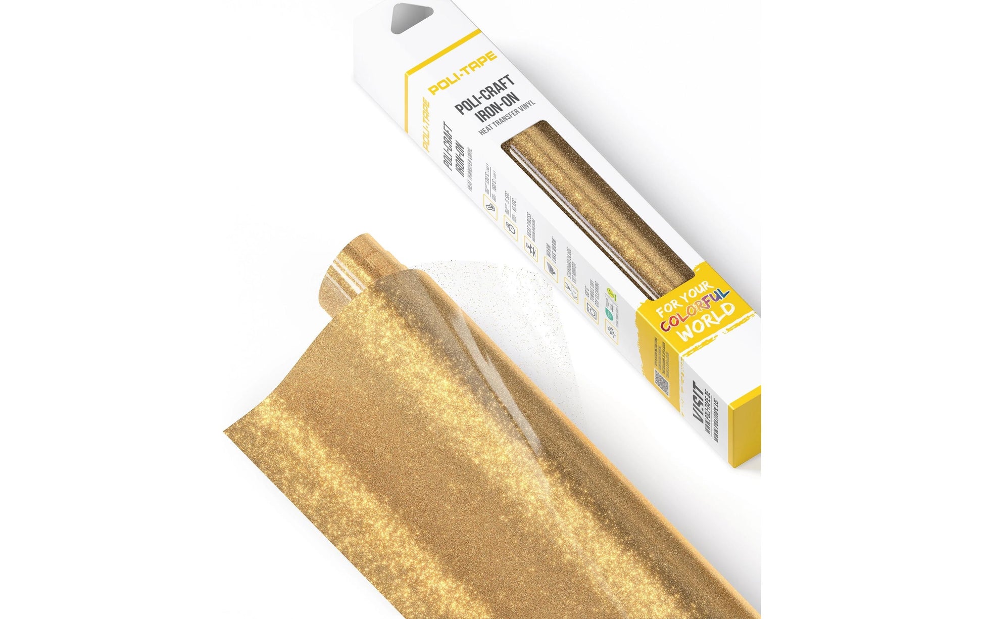 Poli-Tape Aufbügelfolie (HTV), Geflockt, Gold, Glitzer, 30,5 × 61 cm, 1 Stk.
