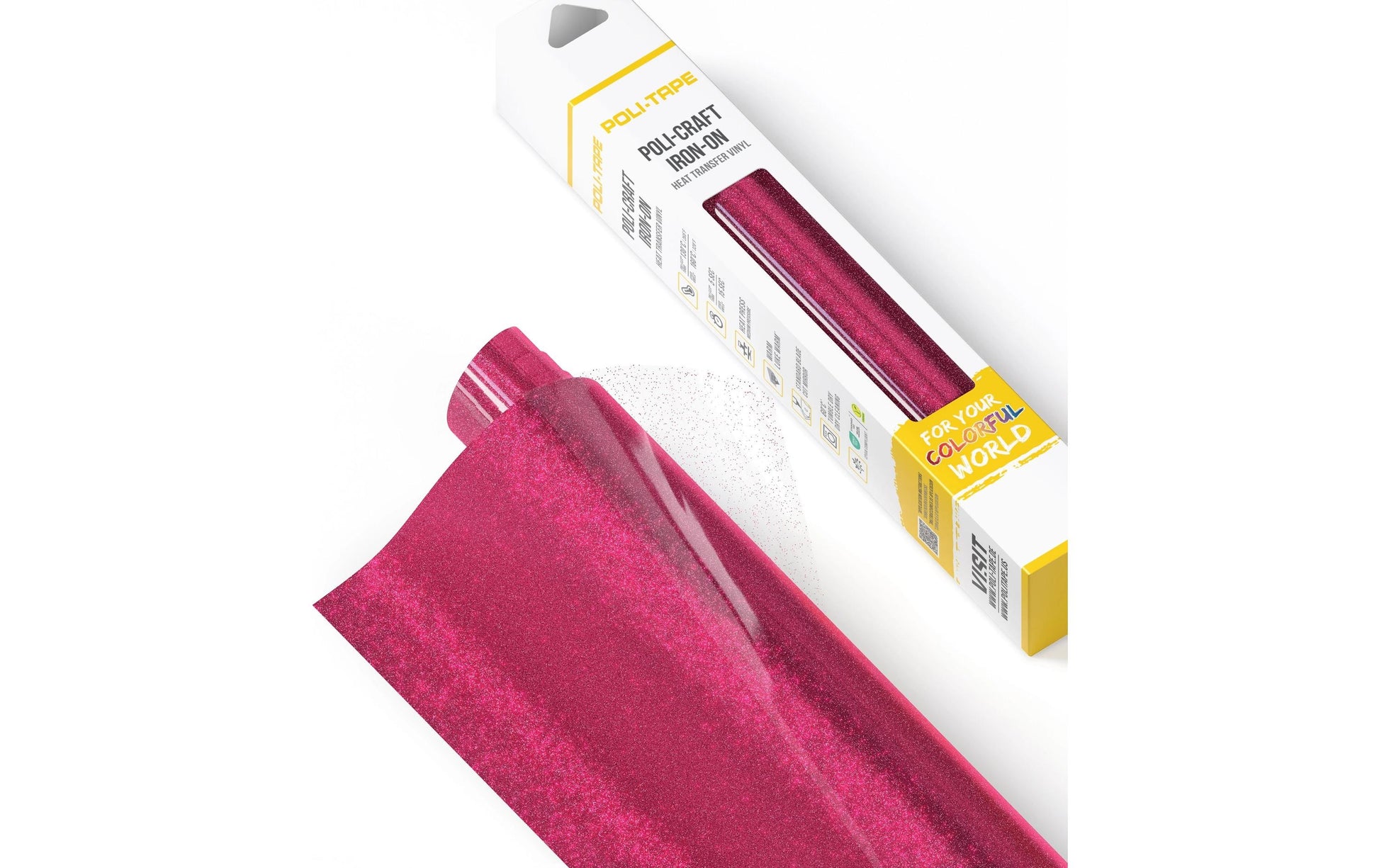 Poli-Tape Aufbügelfolie (HTV), Geflockt, Pink, Glitzer, 30,5 × 61 cm, 1 Stk.