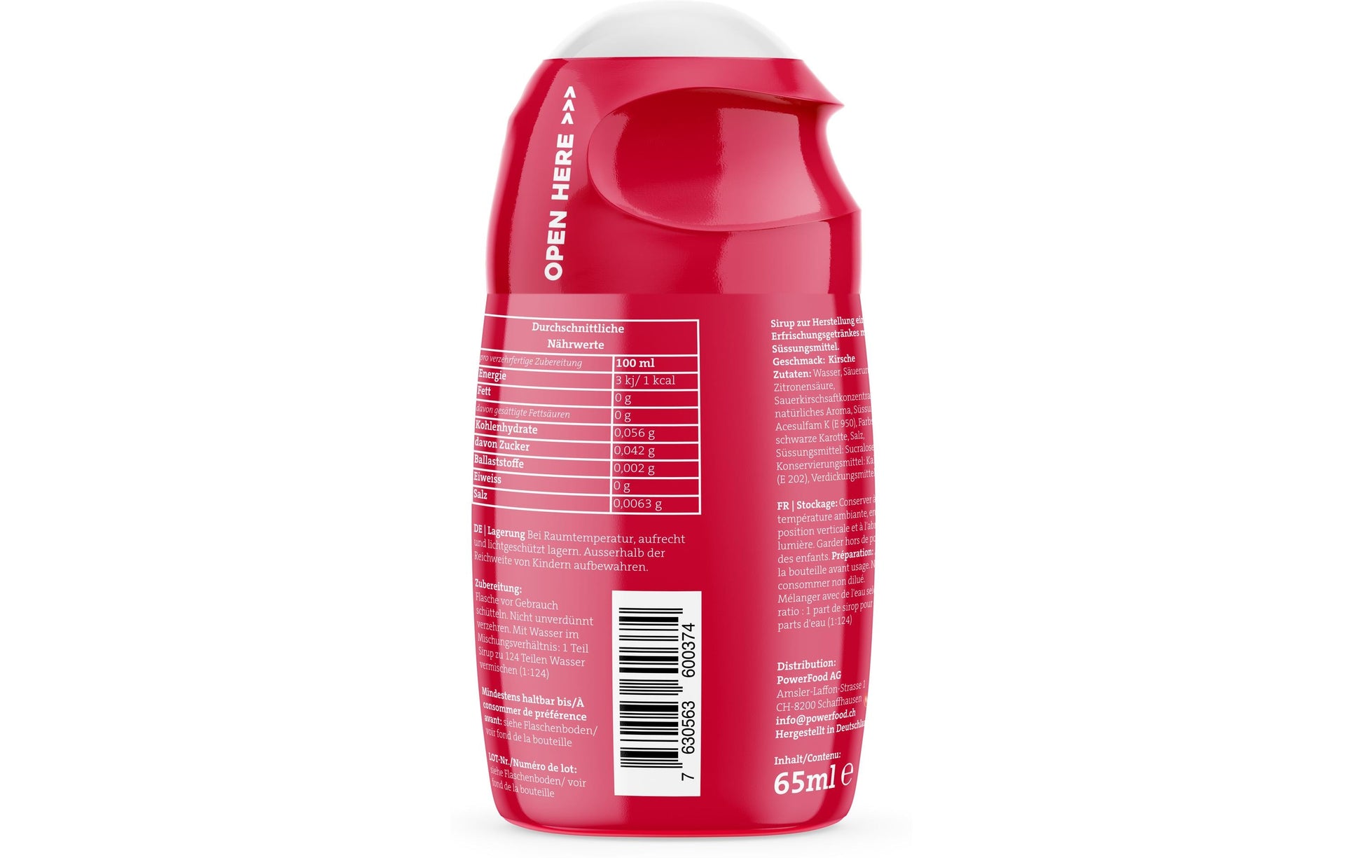 PowerFood Sirup Kirsche, zuckerfrei – 65 ml