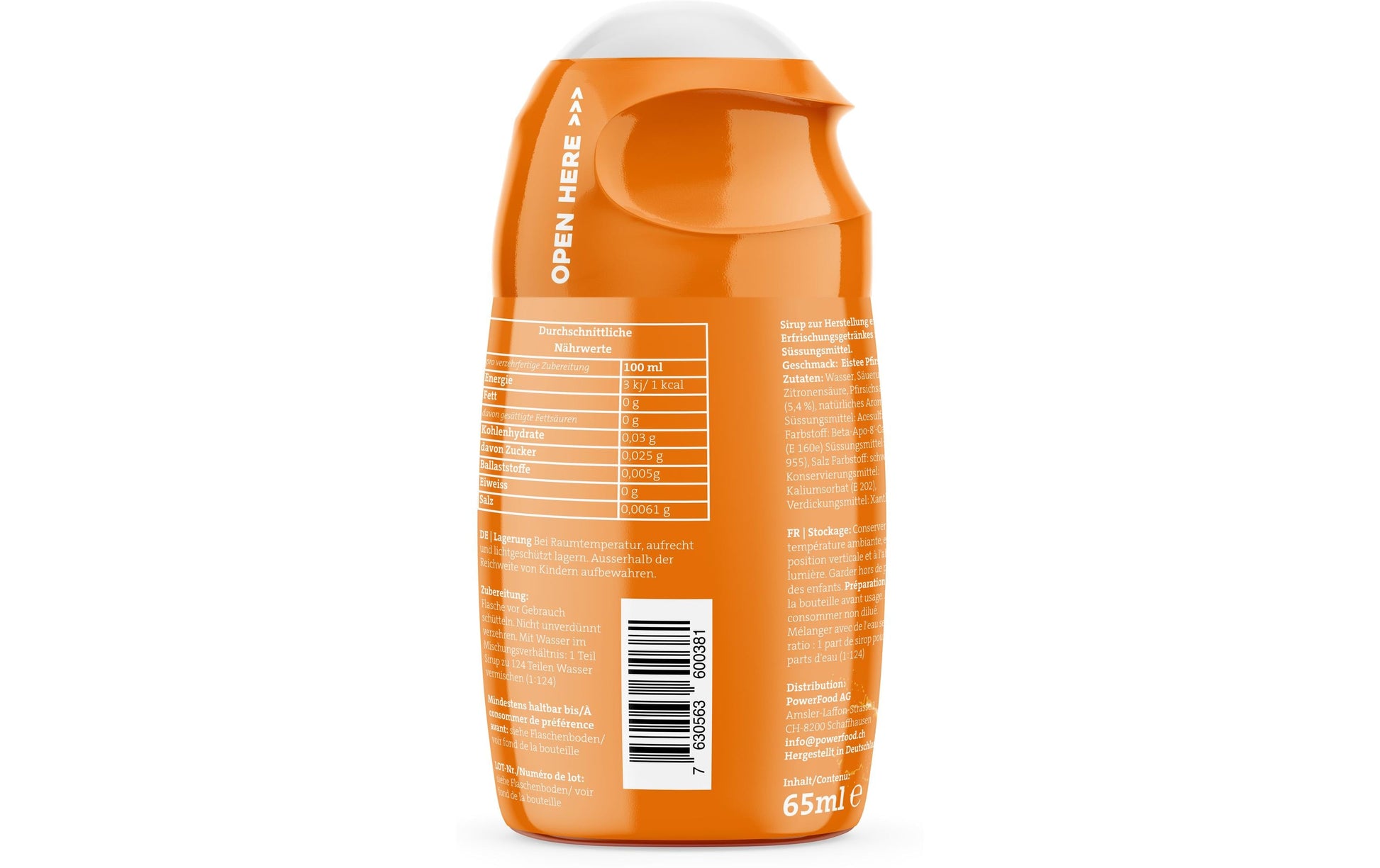 PowerFood Sirup Zero, Pfirsich – 65 ml