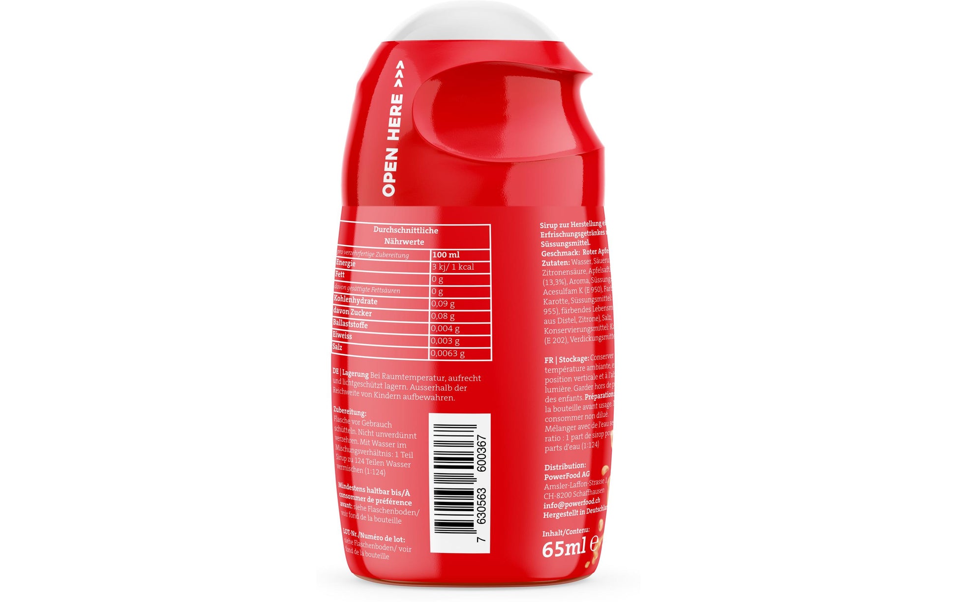 PowerFood Sirup Zero, Apfel – 65 ml