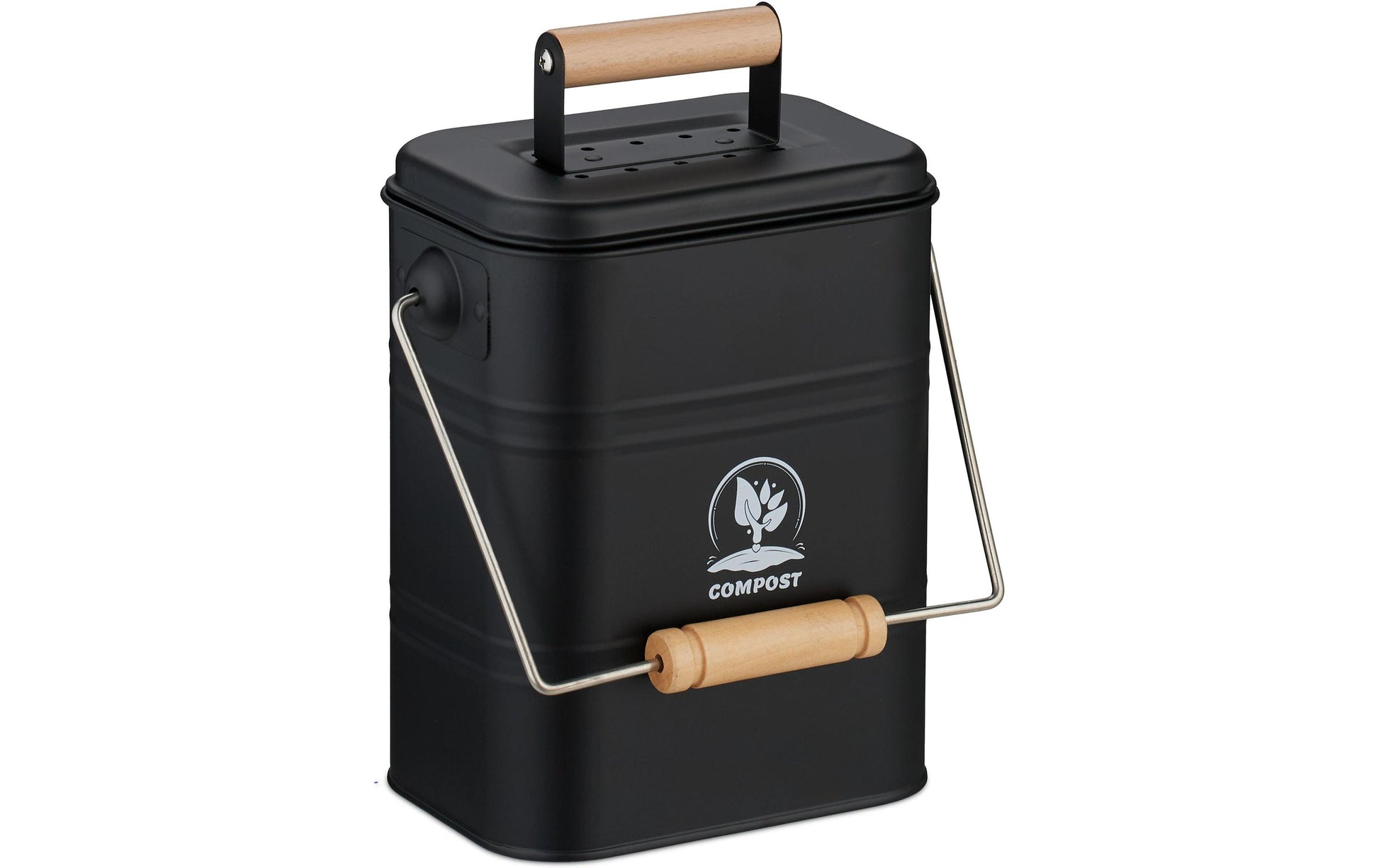 Relaxdays Komposteimer – 3,5 l – Metall, rechteckig – Schwarz