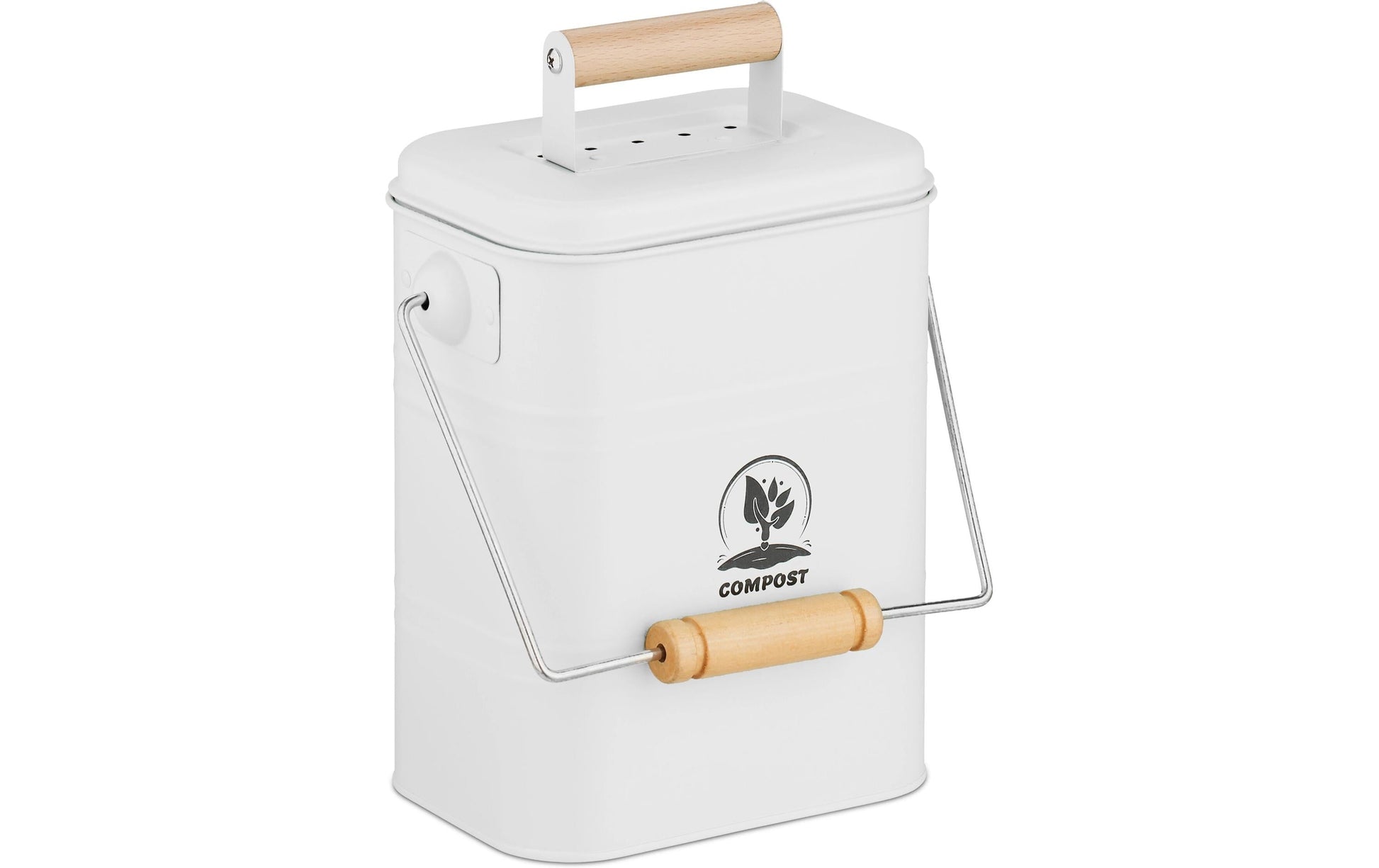 Relaxdays Komposteimer – 3,5 l – Naturkohle, rechteckig – Weiss
