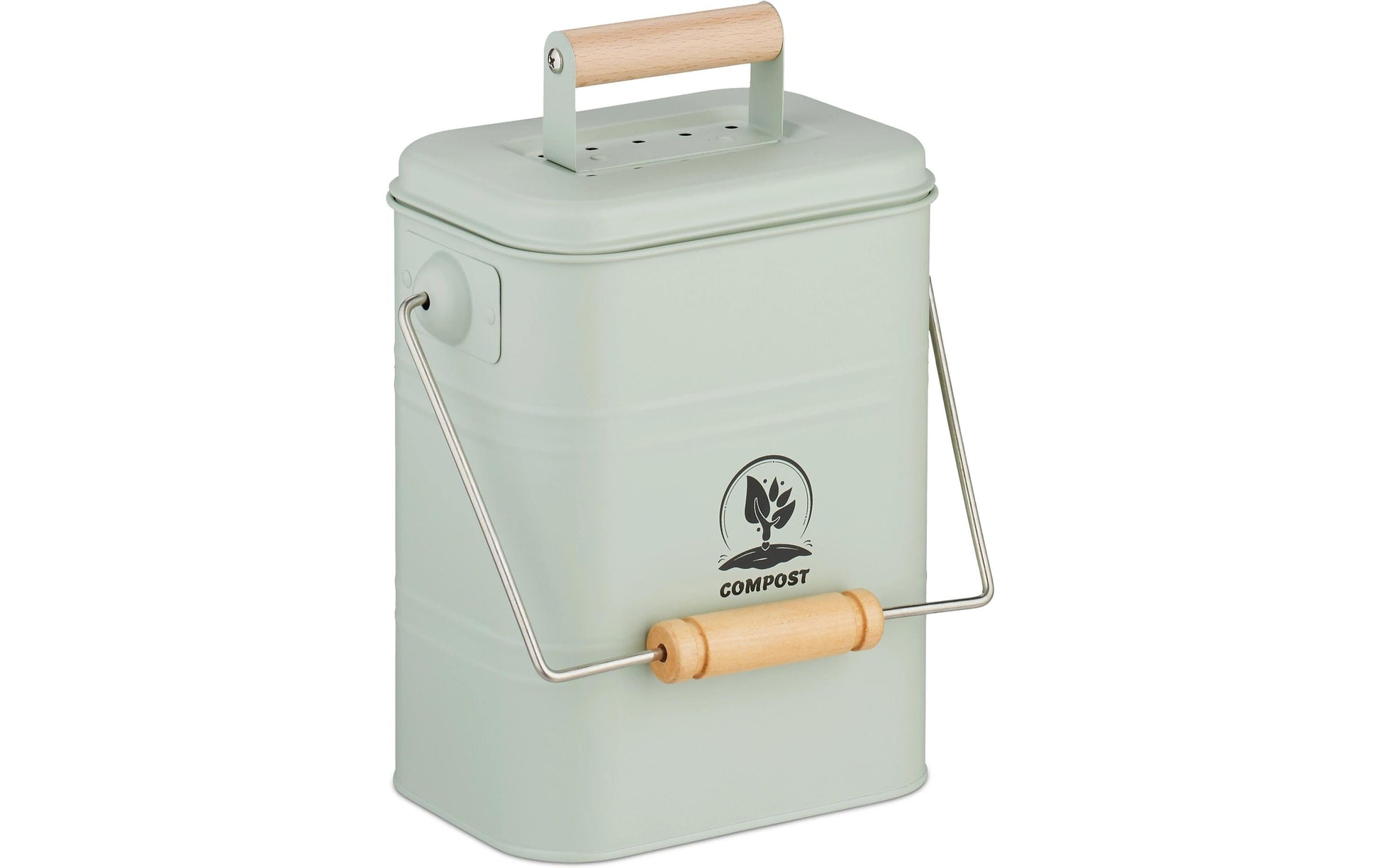 Relaxdays Komposteimer – 3,5 l – Holz, rechteckig – Grün
