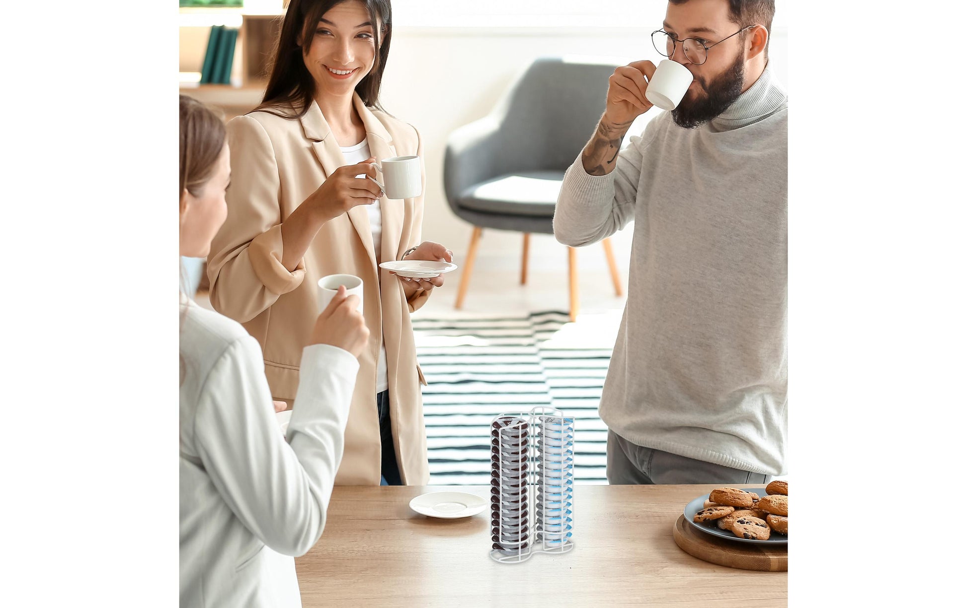 Relaxdays Kapselhalter – für Tassimo, 32 Kapseln, Weiss