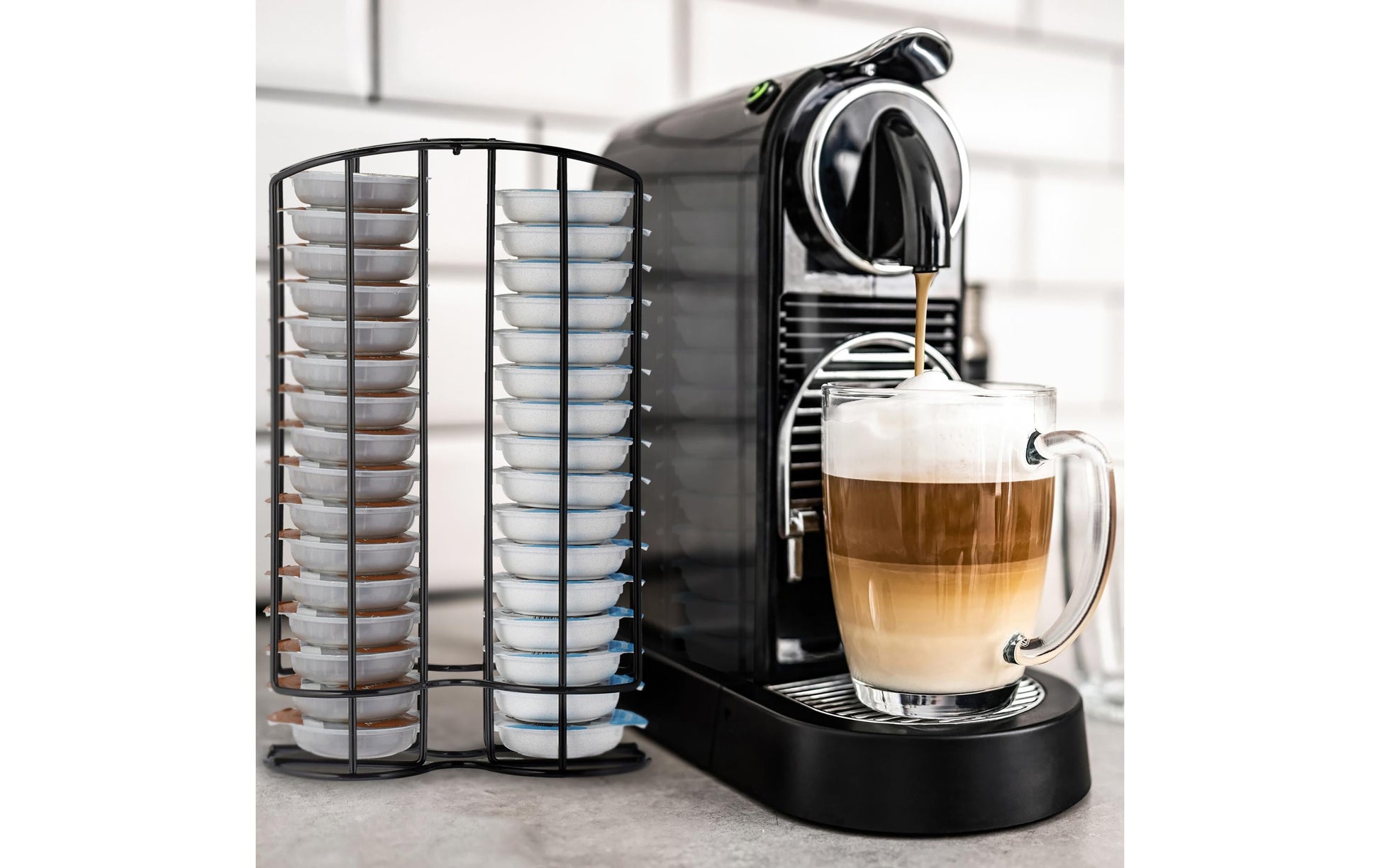 Relaxdays Kaffeekapselhalter für 32 Kapseln, Metall, Schwarz, für Tassimo