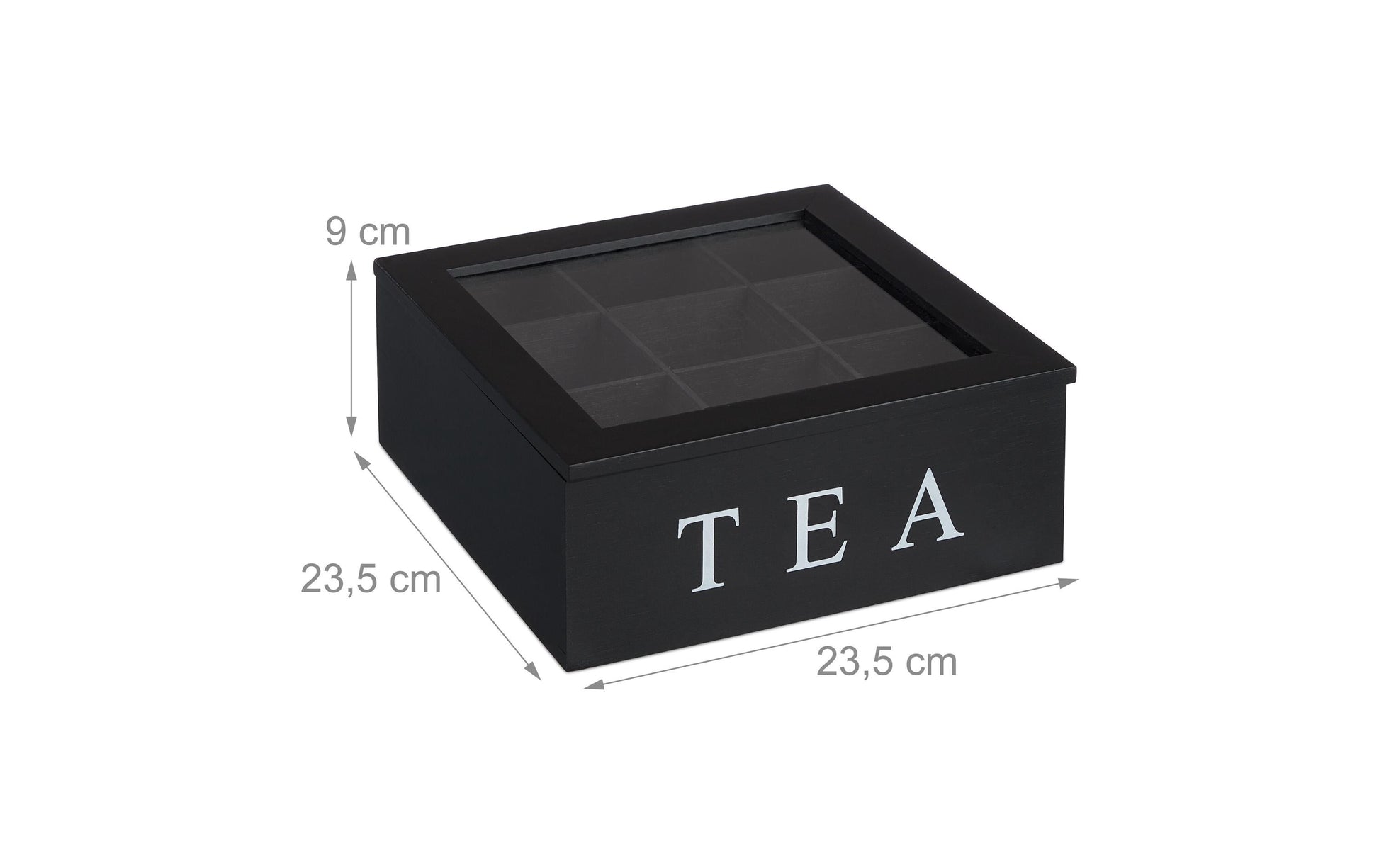 Relaxdays Teebeutelbox Bambus/Acryl, 9 Fächer, Weiss