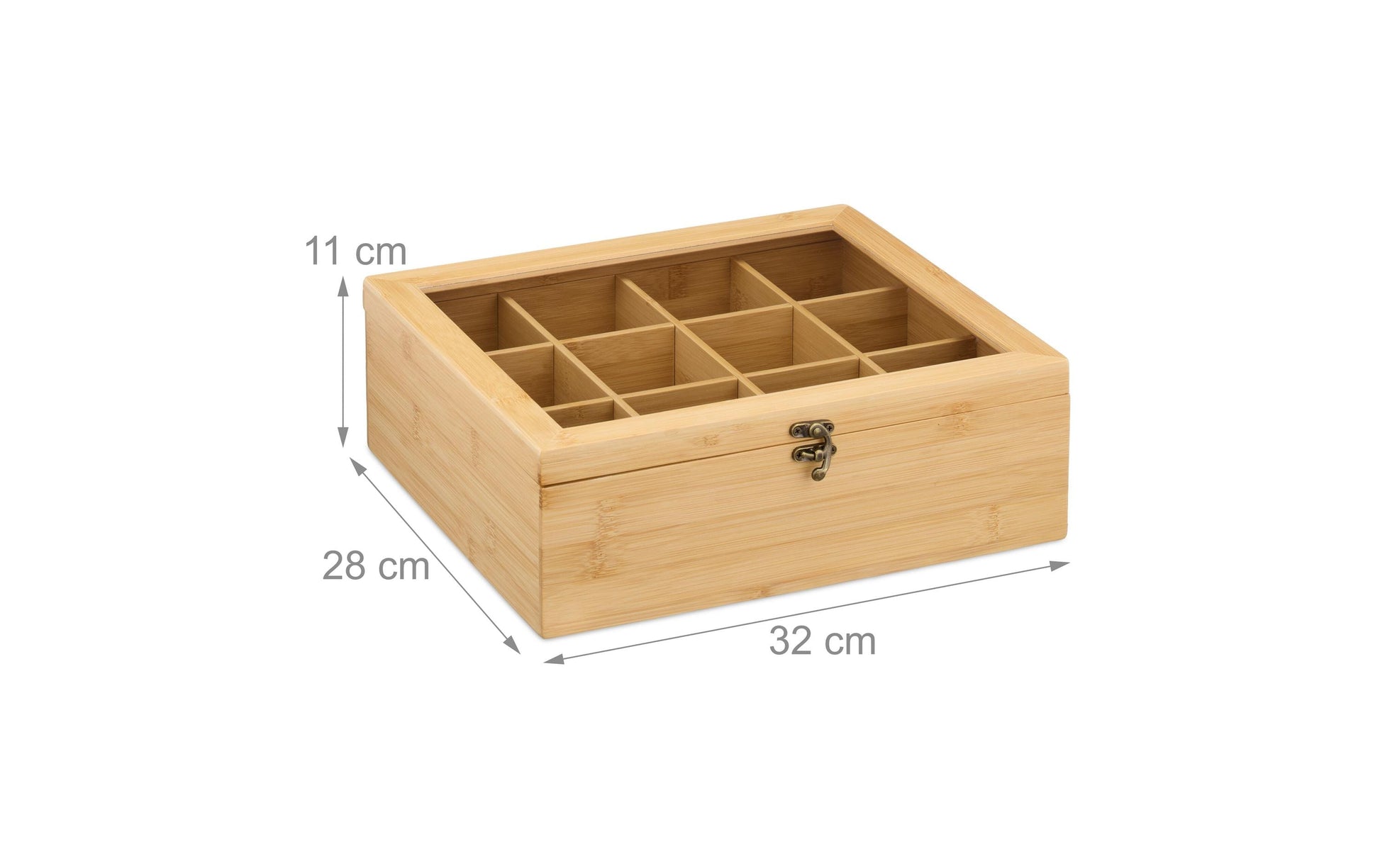 Relaxdays Teebeutelbox Bambus, 12 Fächer, Hellbraun