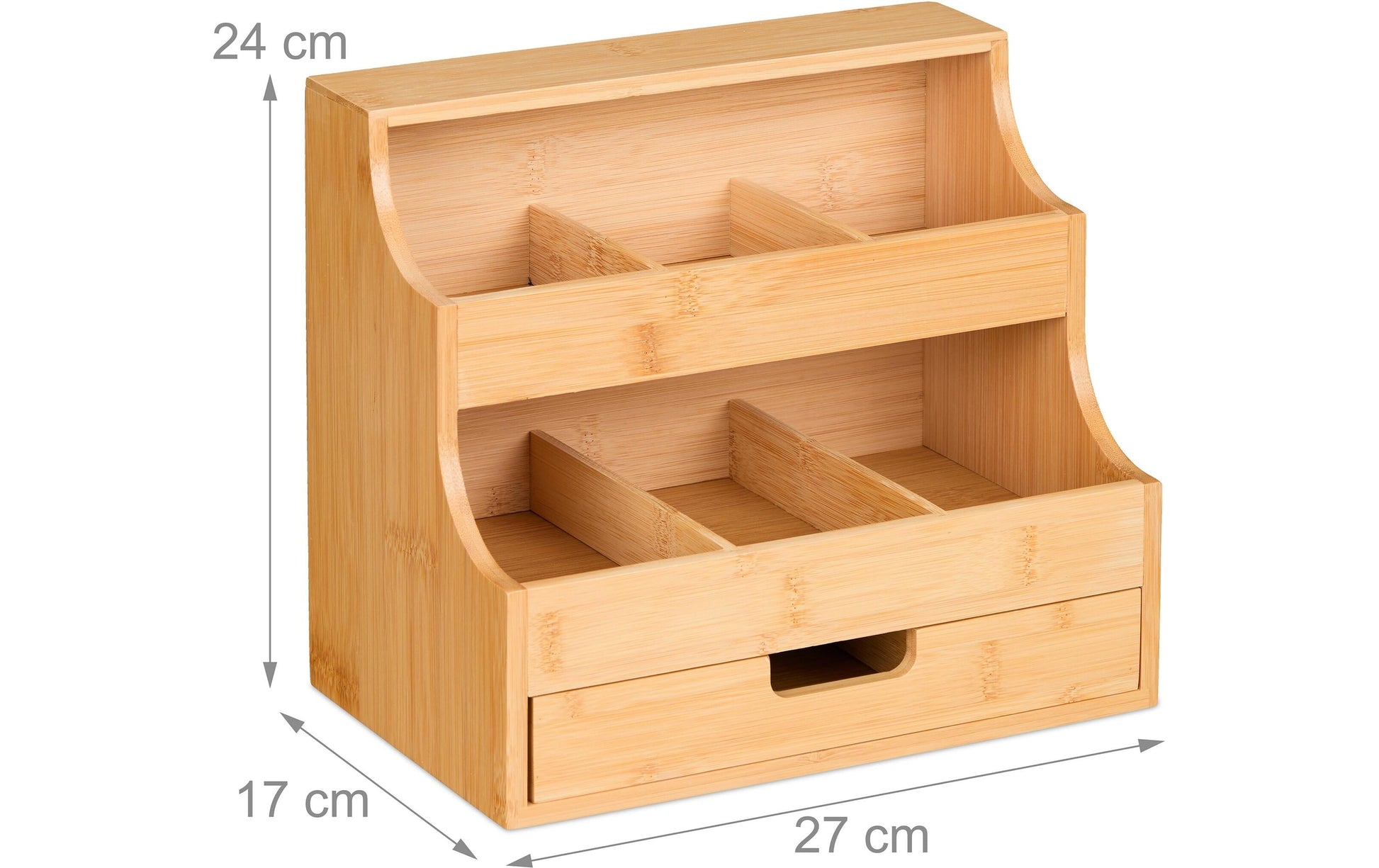 Relaxdays Teebeutelbox Bambus, 9 Fächer, Hellbraun