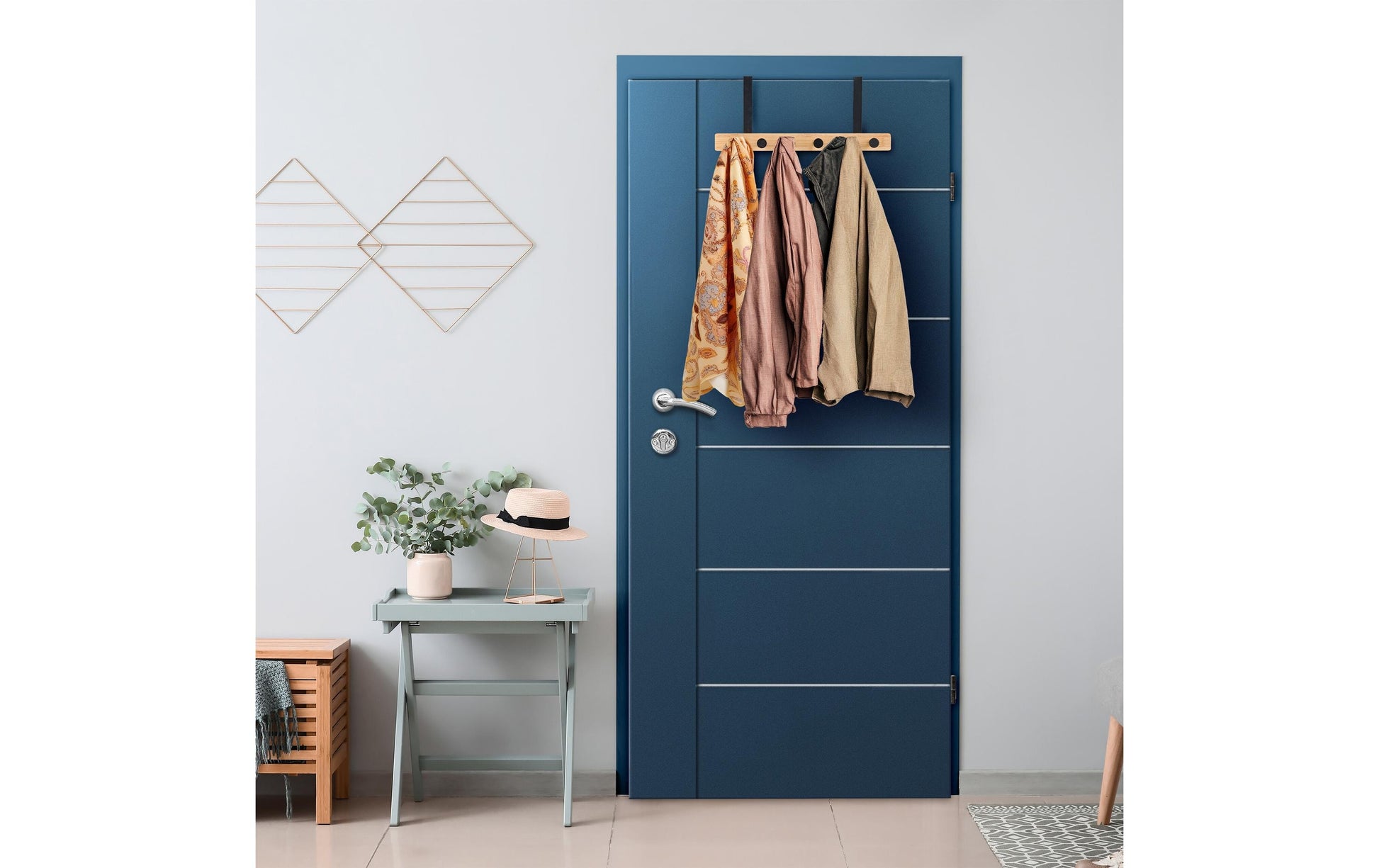 Relaxdays Wandgarderobe 6 Haken – Bambus/Stahl – Hellbraun