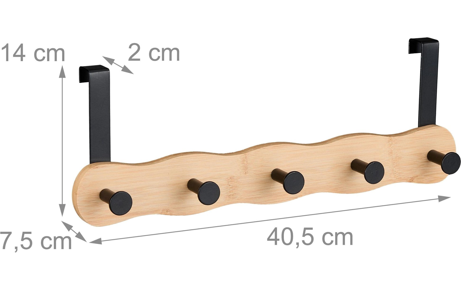 Relaxdays Wandgarderobe 5 Haken – Bambus/Stahl – Hellbraun