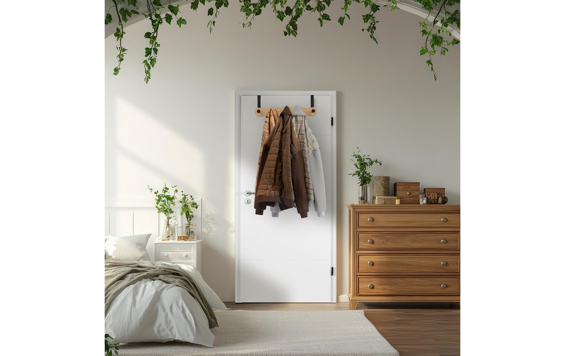 Relaxdays Wandgarderobe 5 Haken – Bambus/Stahl – Hellbraun
