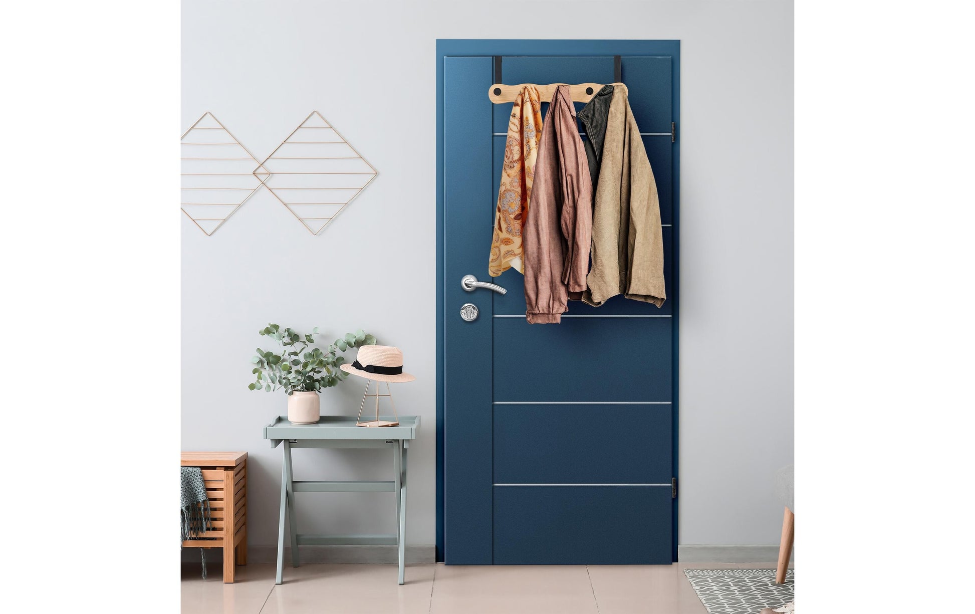 Relaxdays Wandgarderobe 5 Haken – Bambus/Stahl – Hellbraun