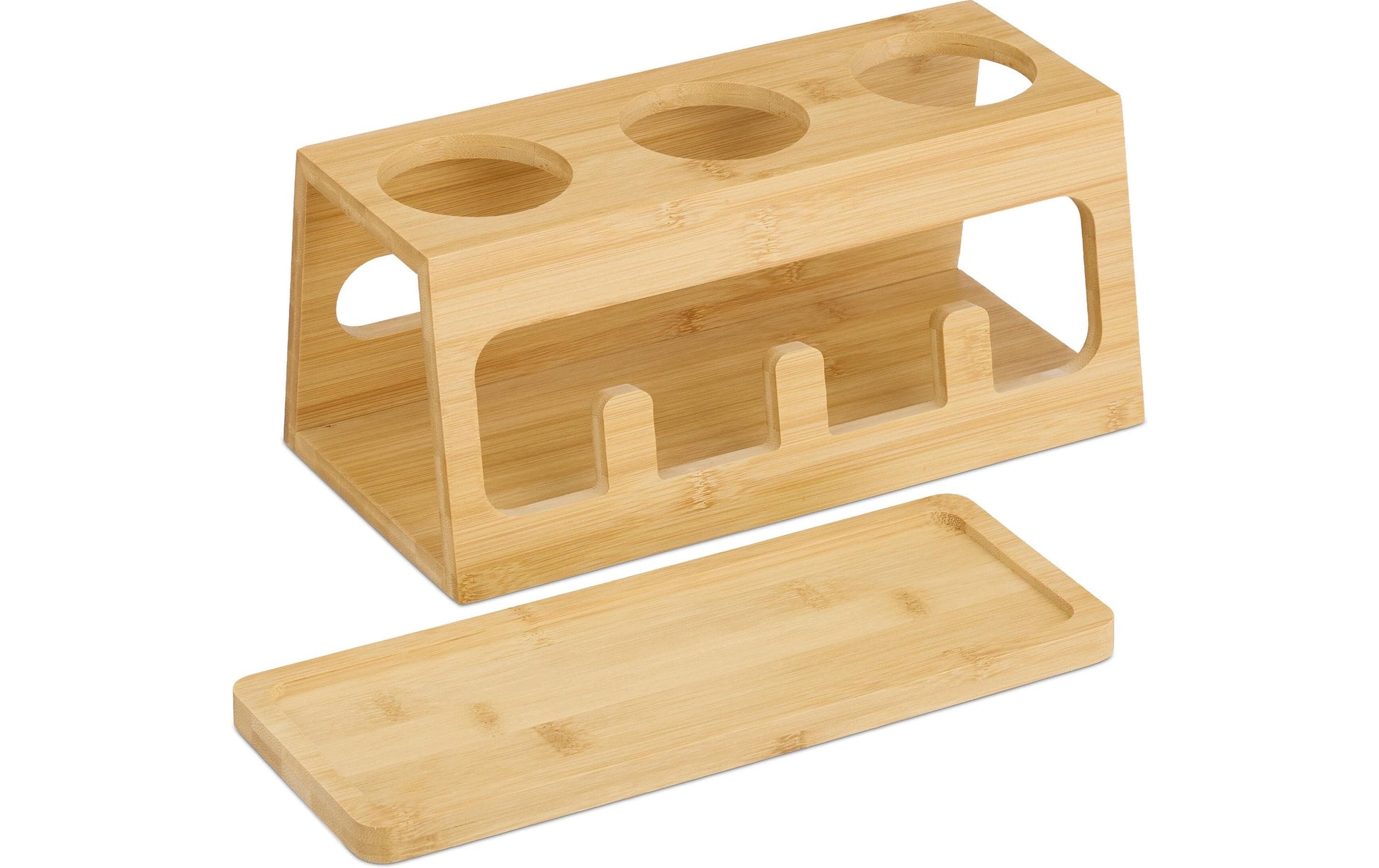 Relaxdays Abtropfgestell 29 × 14 × 12,5 cm, Bambus, hellbraun, für 3 Flaschen