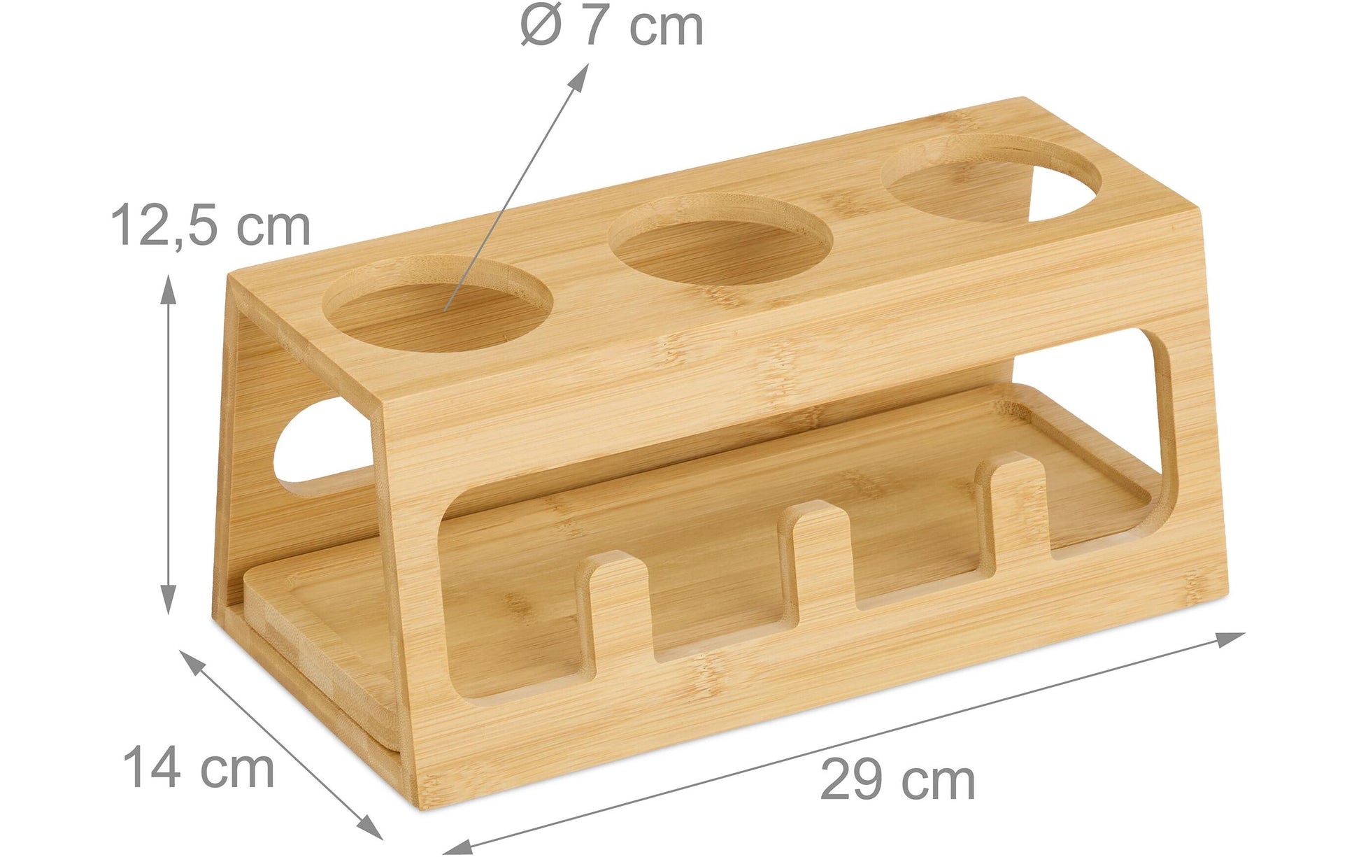 Relaxdays Abtropfgestell 29 × 14 × 12,5 cm, Bambus, hellbraun, für 3 Flaschen