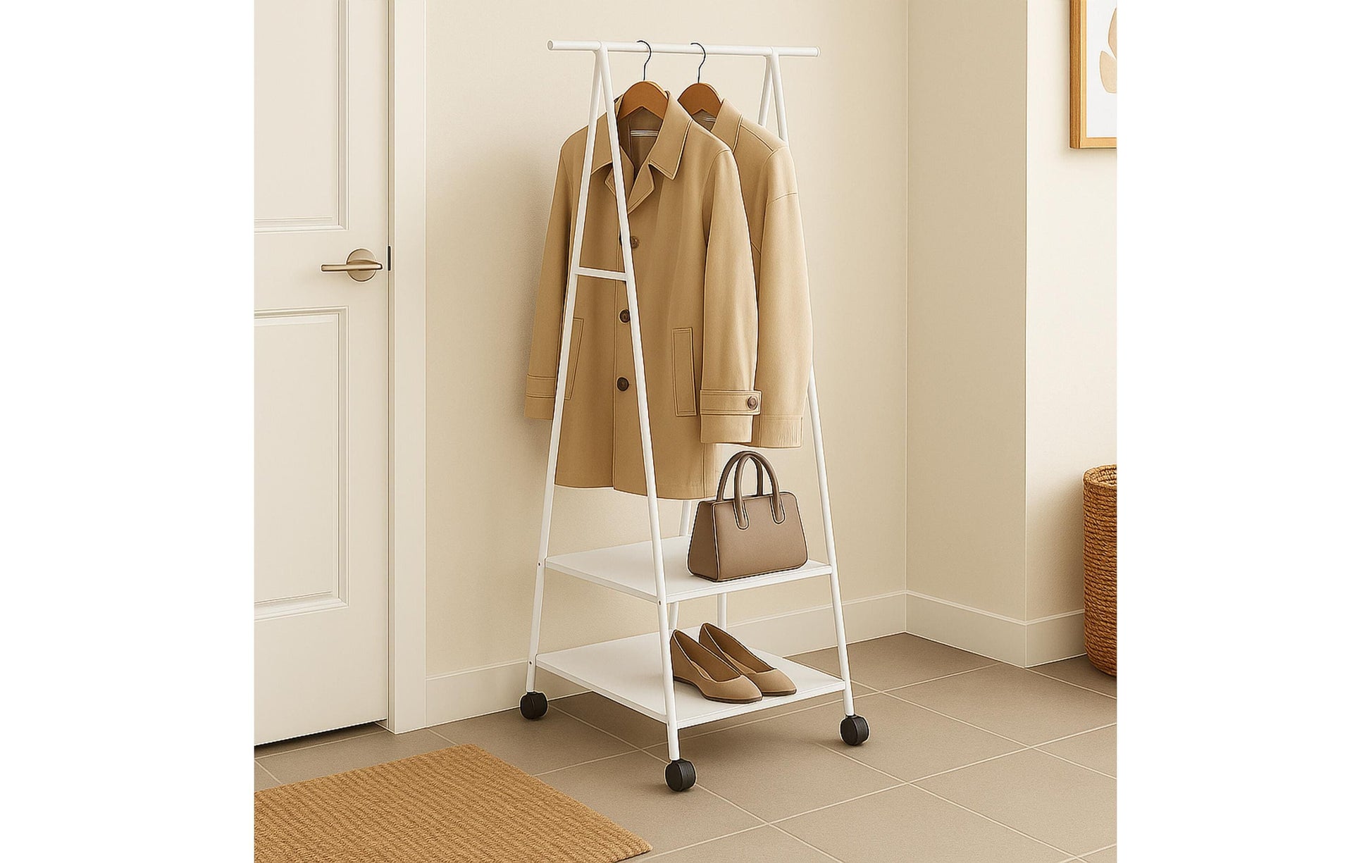 Relaxdays Garderobenständer – Stahl – Weiss – 1'600 mm