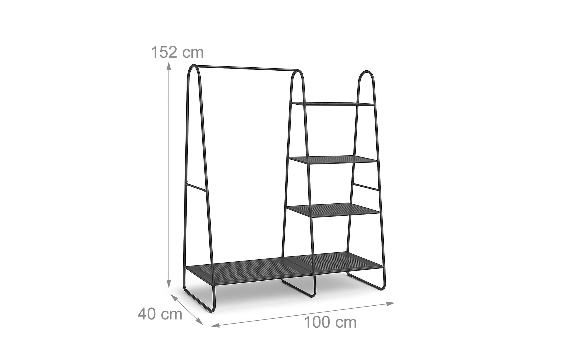 Relaxdays Garderobenständer – mit Schuhhalter, Stahl, Schwarz, 80 × 40 × 152 cm