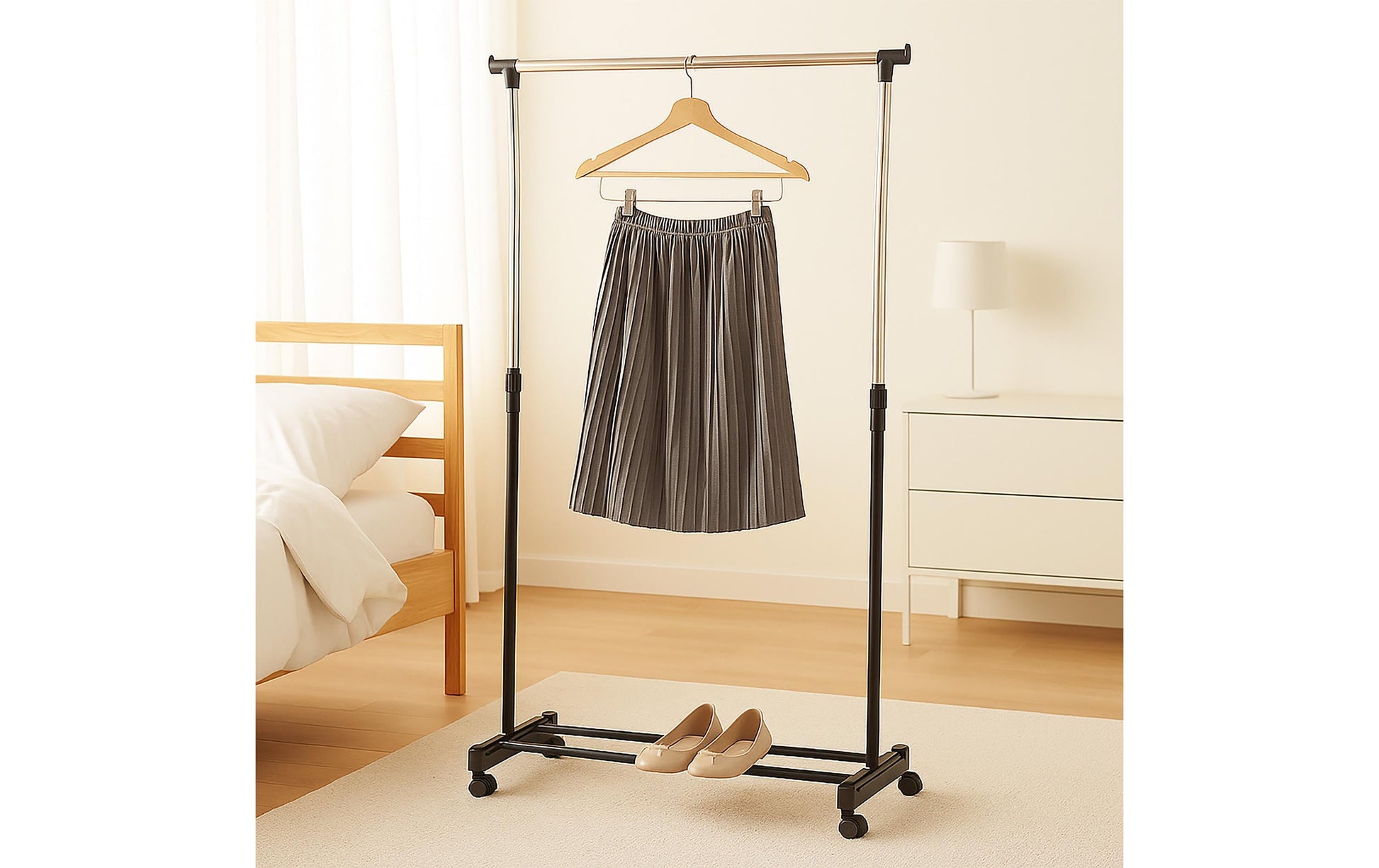 Relaxdays Garderobenständer (mit Rollen) – Metall – Schwarz/Silber – 1'580 mm
