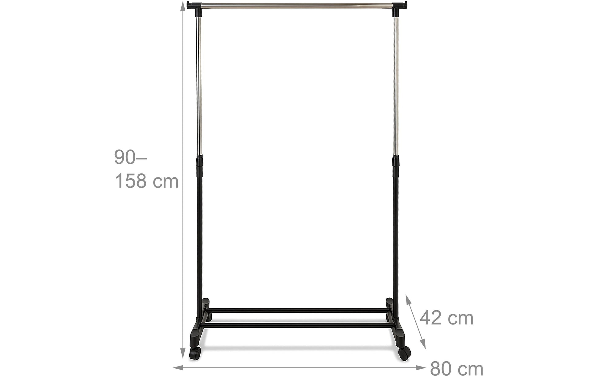 Relaxdays Garderobenständer (mit Rollen) – Metall – Schwarz/Silber – 1'580 mm