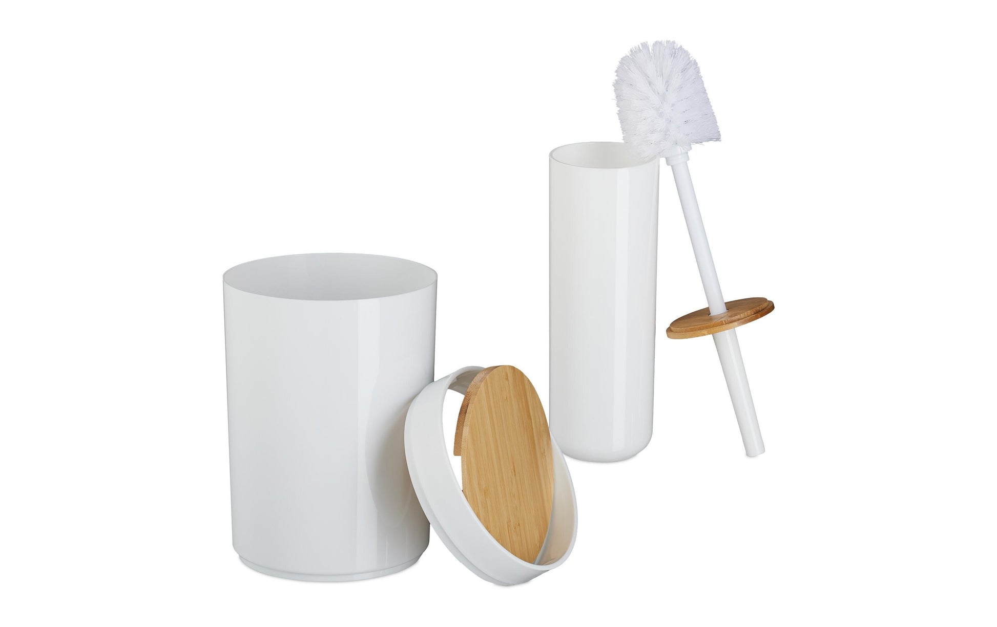 Relaxdays Aufbewahrungsbox – 85% Kunststoff/15% Bambus, Weiss, 7er-Set