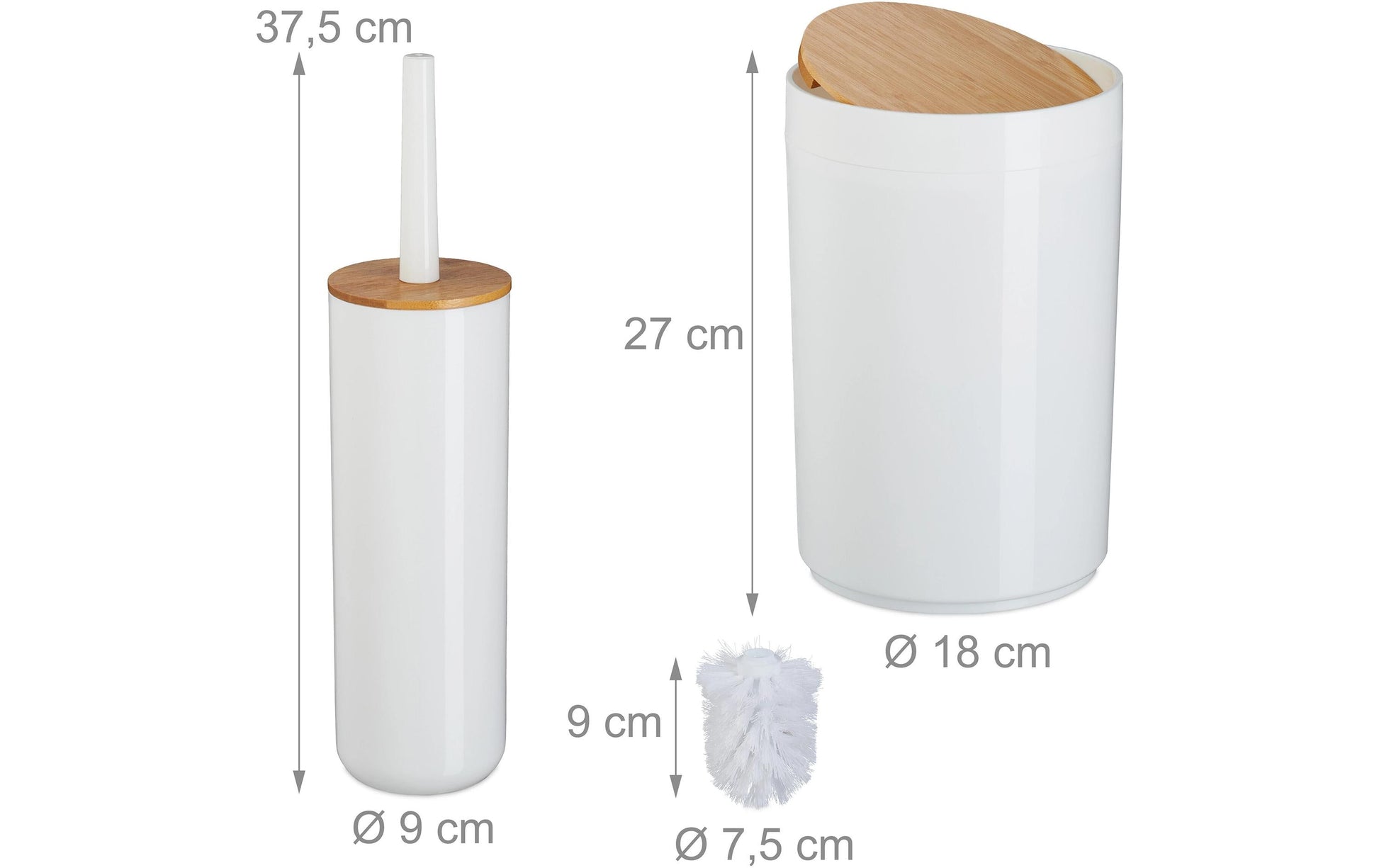 Relaxdays Aufbewahrungsbox – 85% Kunststoff/15% Bambus, Weiss, 7er-Set