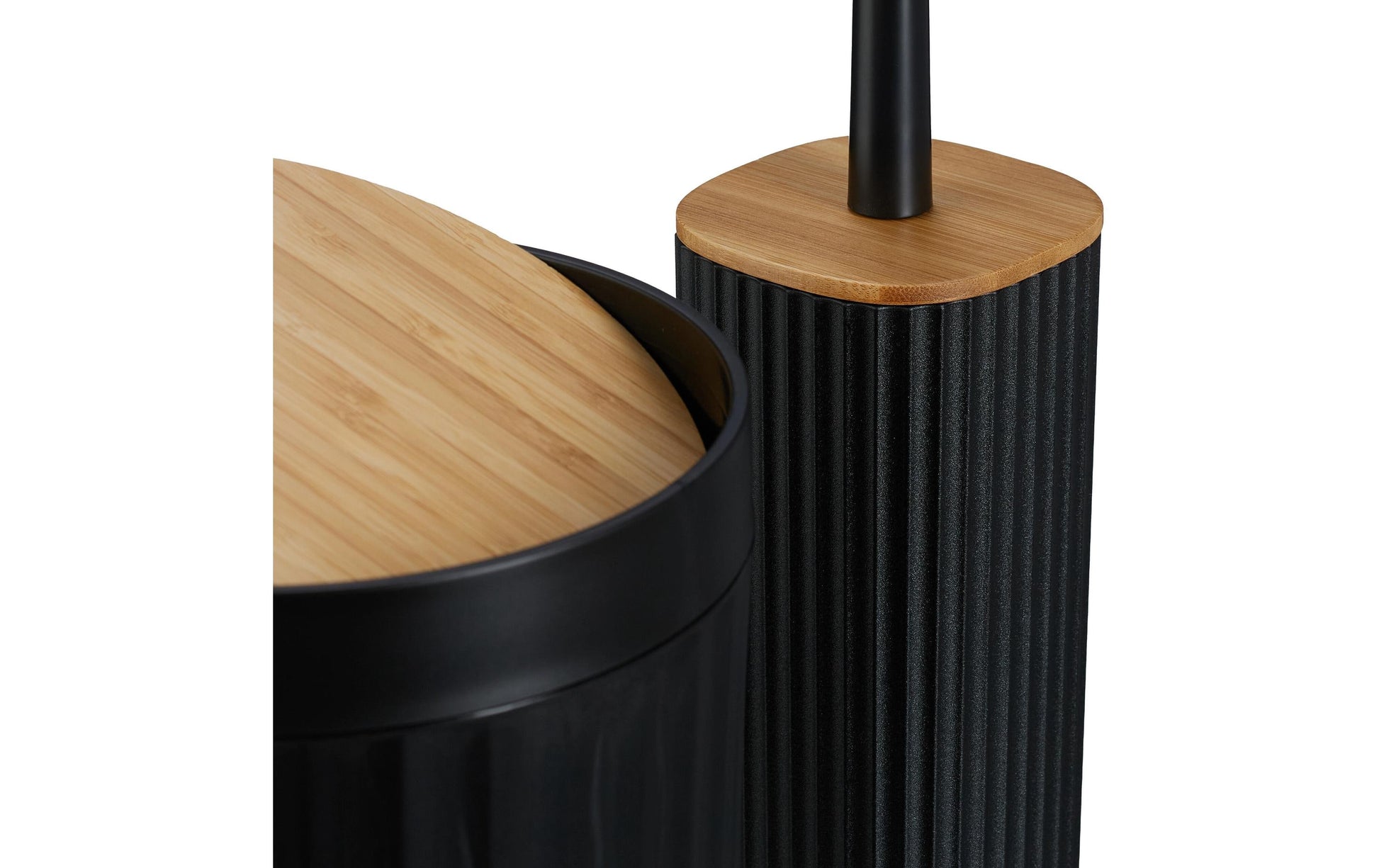 Relaxdays Aufbewahrungsbox – 85% Kunststoff/15% Bambus, Schwarz, Holz, 6er-Set