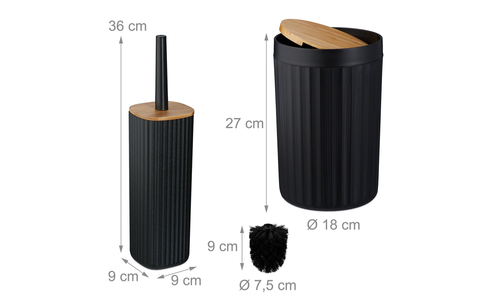 Relaxdays Aufbewahrungsbox – 85% Kunststoff/15% Bambus, Schwarz, Holz, 6er-Set