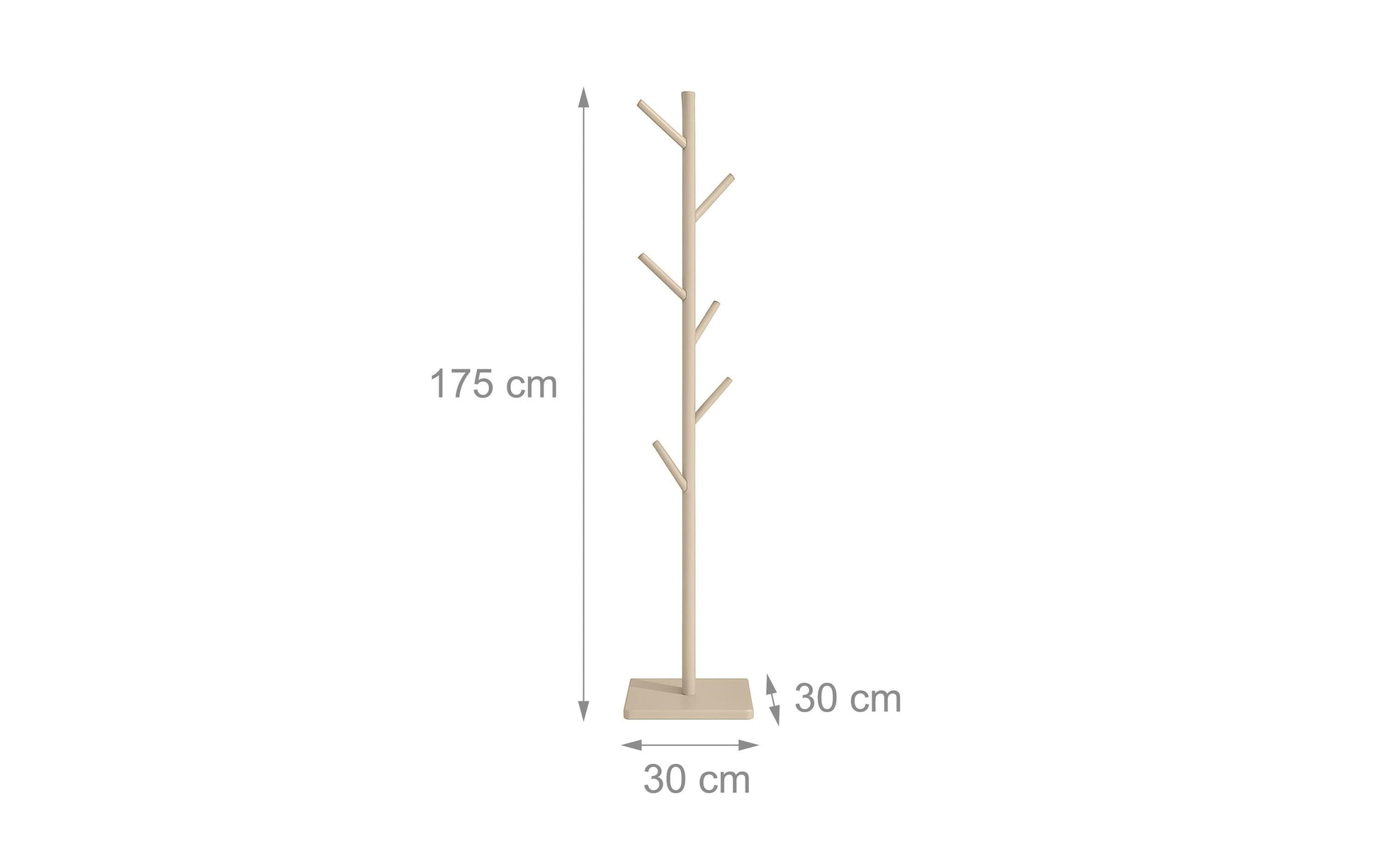 Relaxdays Garderobenständer mit 8 Haken – Holz – Beige – 1750 mm