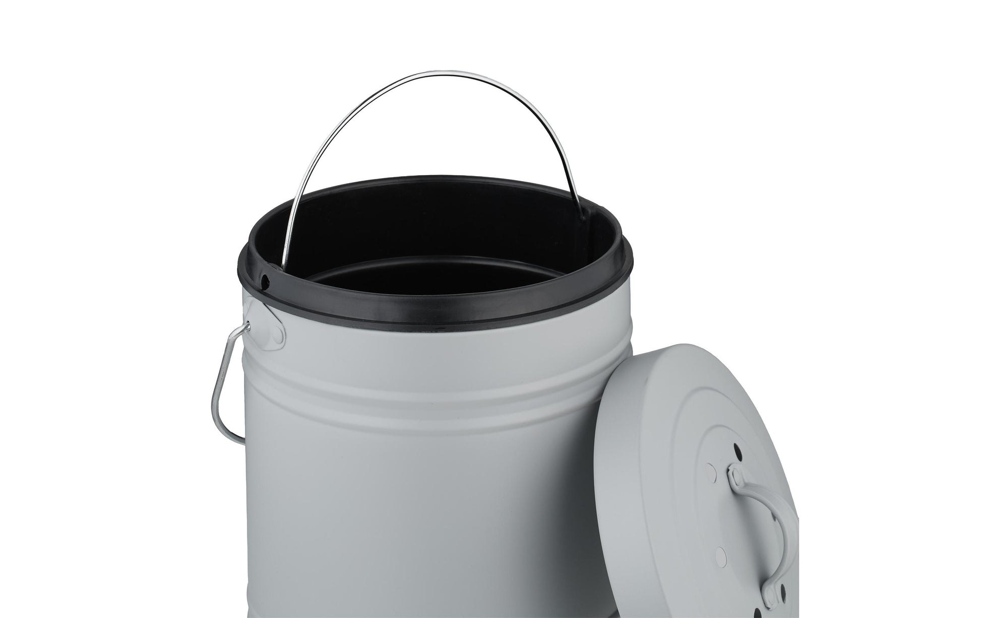 Relaxdays Komposteimer 10051223_111 – 5 l – Eisen, Oval – Grau – mit Geruchsfilter