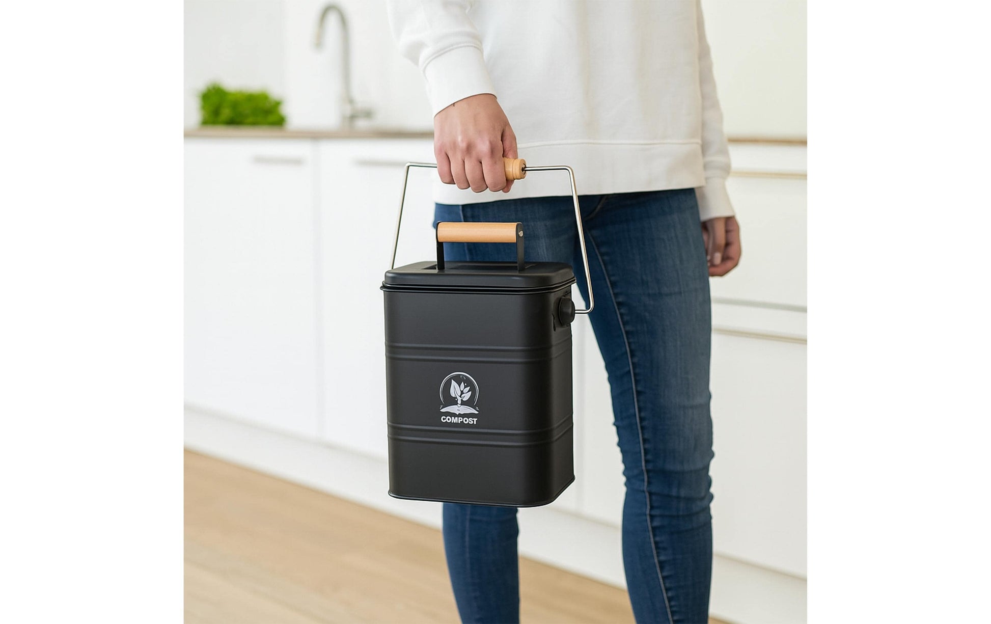 Relaxdays Komposteimer – 3,5 l – Metall, rechteckig – Schwarz
