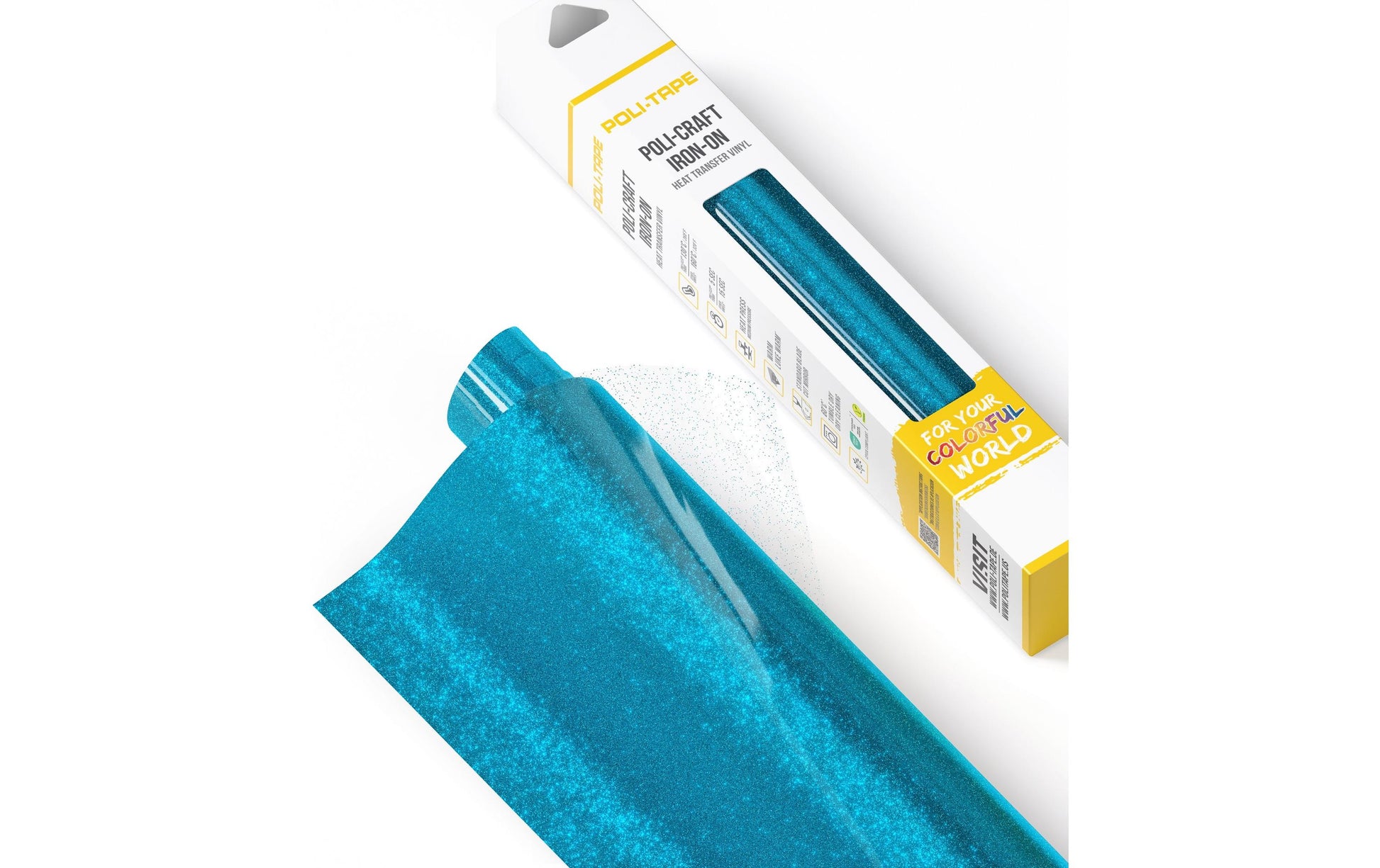 Poli-Tape Aufbügelfolie (HTV), Geflocktes Wärmeübertragungsvinyl, Blau, Glitzer, 30,5 × 61 cm, 1 Stk.