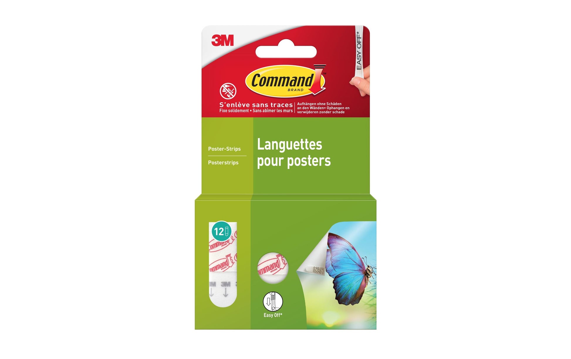 3M Command Montagepad – 15 × 50 mm, weiss, bis 0,4 kg, 12 Stk., für Holz