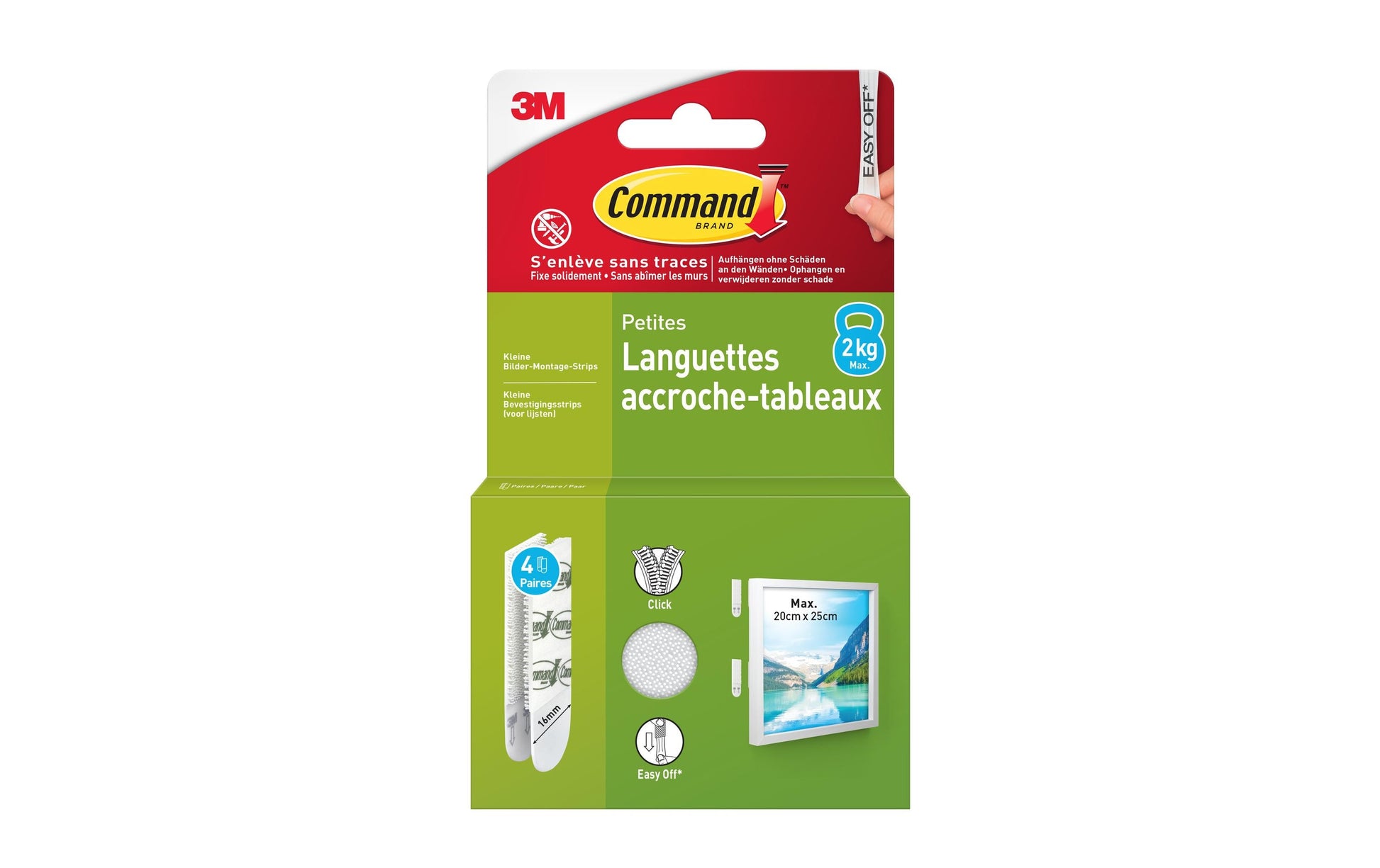 Command Montagepad – 16 × 54 mm, 2,5 mm, weiss, für Beton, 8 Stk.