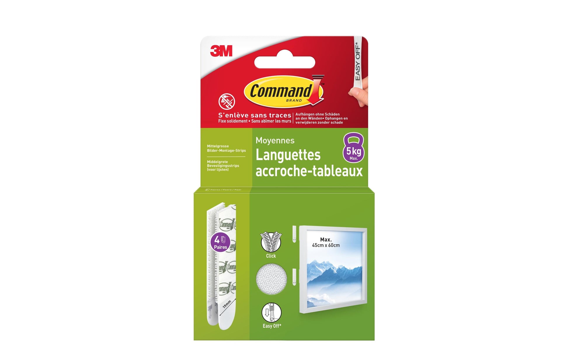 3M Command Montagepad – 16 × 70 mm, weiss, für Fliesen, 8 Stk.