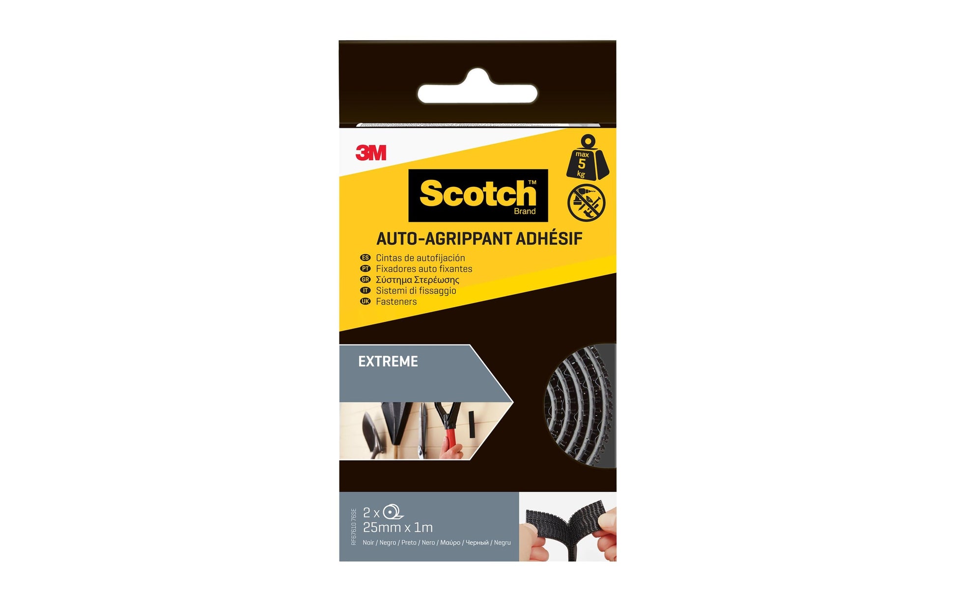Scotch Büro-Klebeband Extreme – Permanent, Schwarz, 2×25 mm × 1 m
