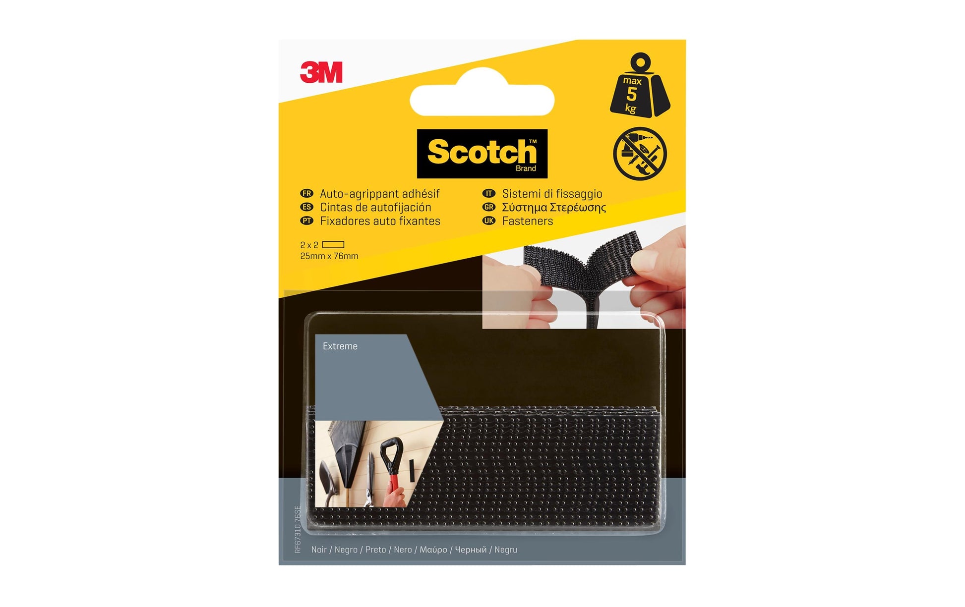 Scotch Dual Lock Extreme Klettband – 25 × 76 mm, schwarz, 4 Stk.