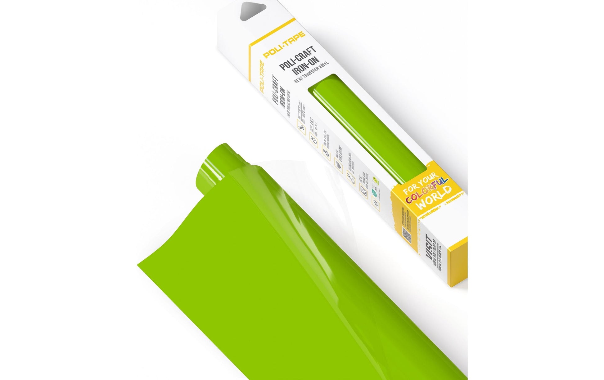 Poli-Tape Aufbügelfolie (HTV), Geflockt, Polyurethan (PU), Apfelgrün, Matt, 30,5 × 122 cm, 1 Stk.