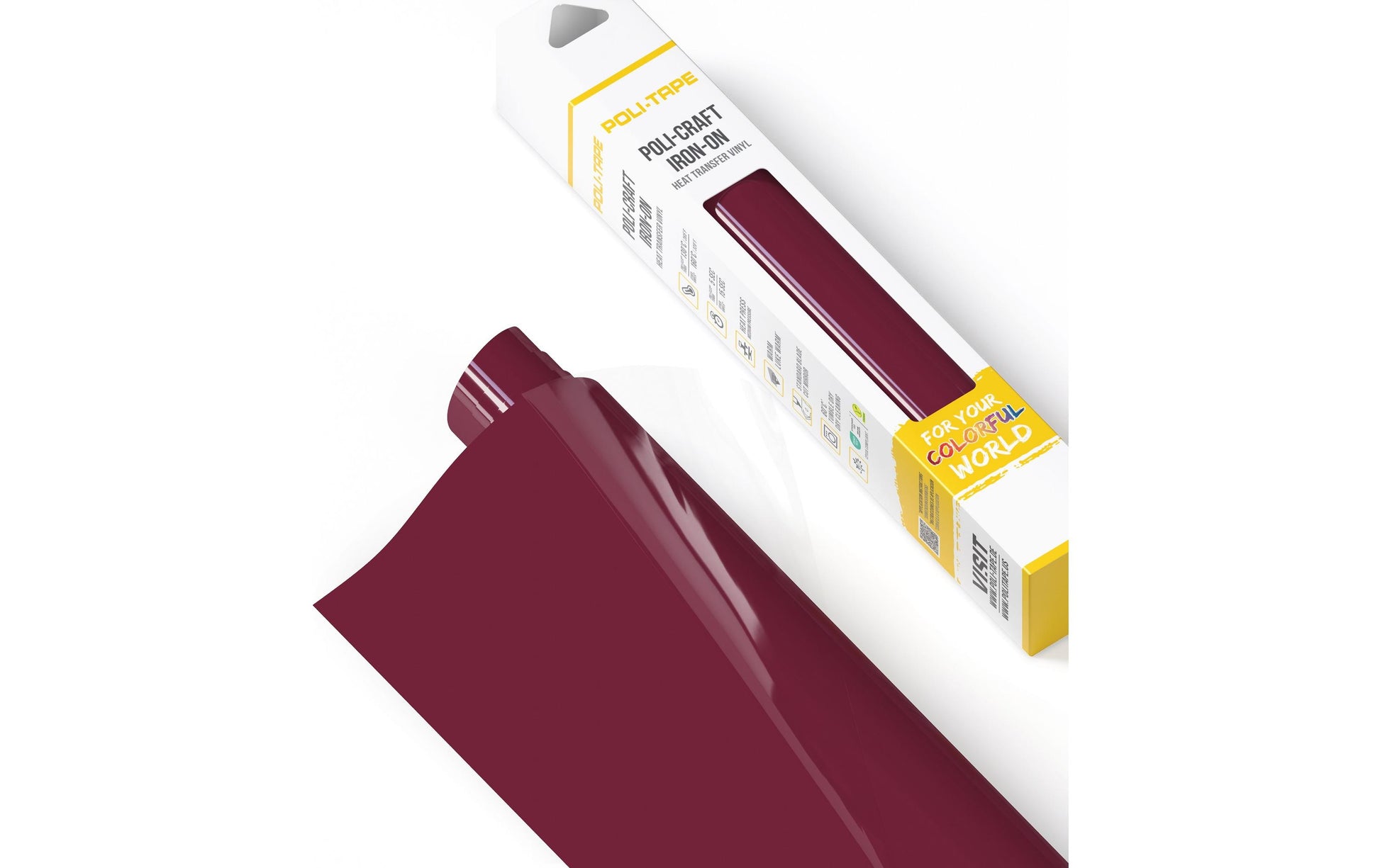 Poli-Tape Aufbügelfolie (HTV), Polyurethan (PU), Bordeaux, Matt, 30,5 cm × 122 cm, 1 Stk.