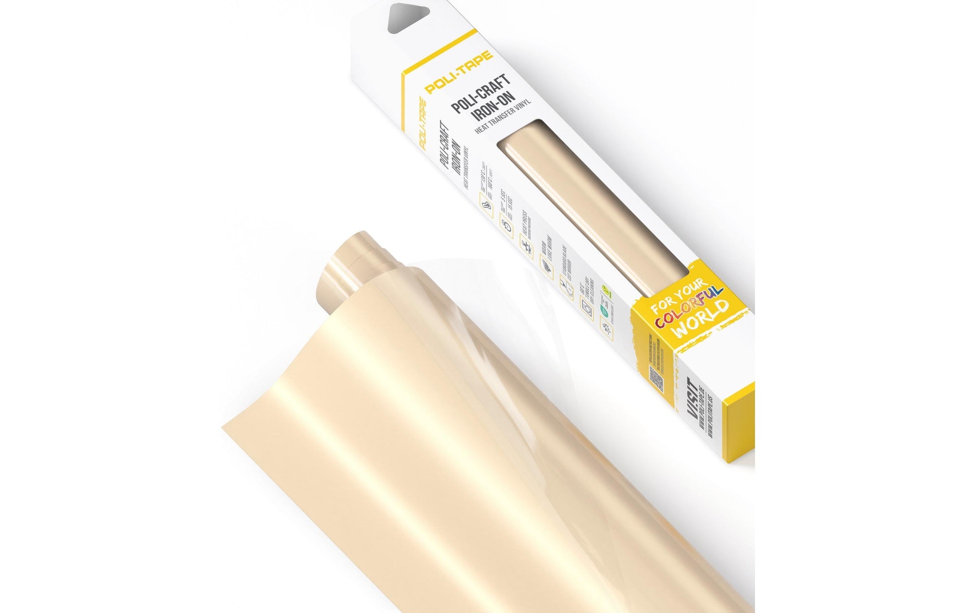 Poli-Tape Aufbügelfolie (HTV), Polyurethan (PU), Champagner, Matt, 30,5 × 122 cm, 130 g/m², 1 Stk.