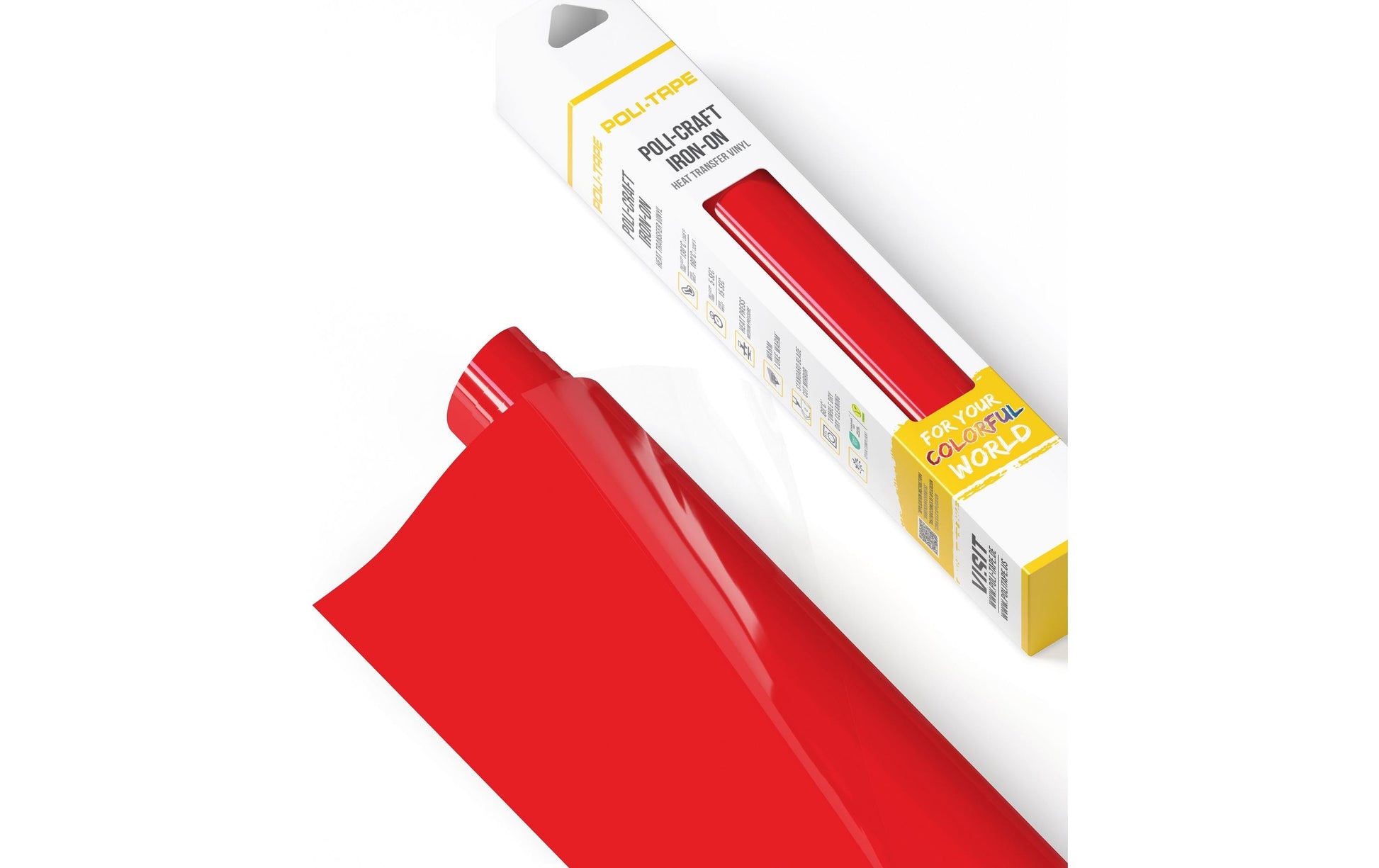 Poli-Tape Aufbügelfolie (HTV), Flex, Feuerrot, Matt, 30,5 × 122 cm, 1 Stk., für Schneideplotter