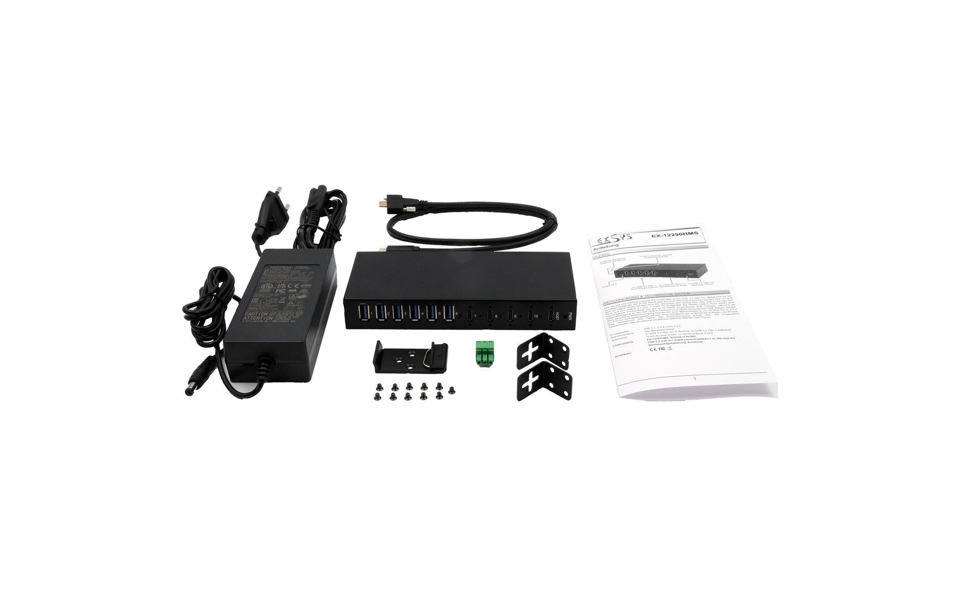 EXSYS EX-12290HMS USB-Hub – USB-C (10 Gbit/s), 6× USB-A