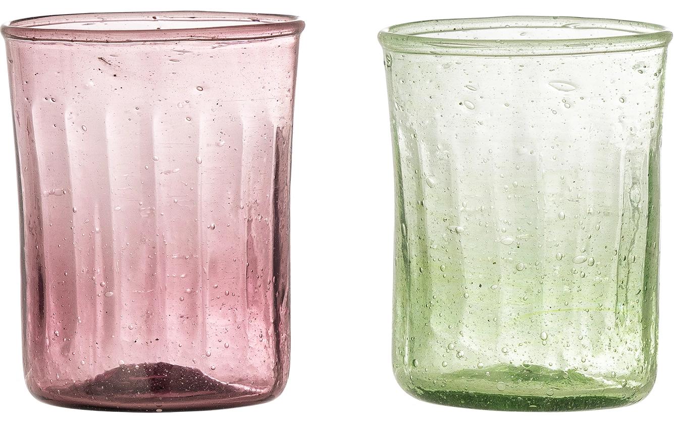 Bloomingville Cocktailgläser Sunil – 2er Set, 240 ml, Ø 7 cm, Glas, Grün, spülmaschinenfest