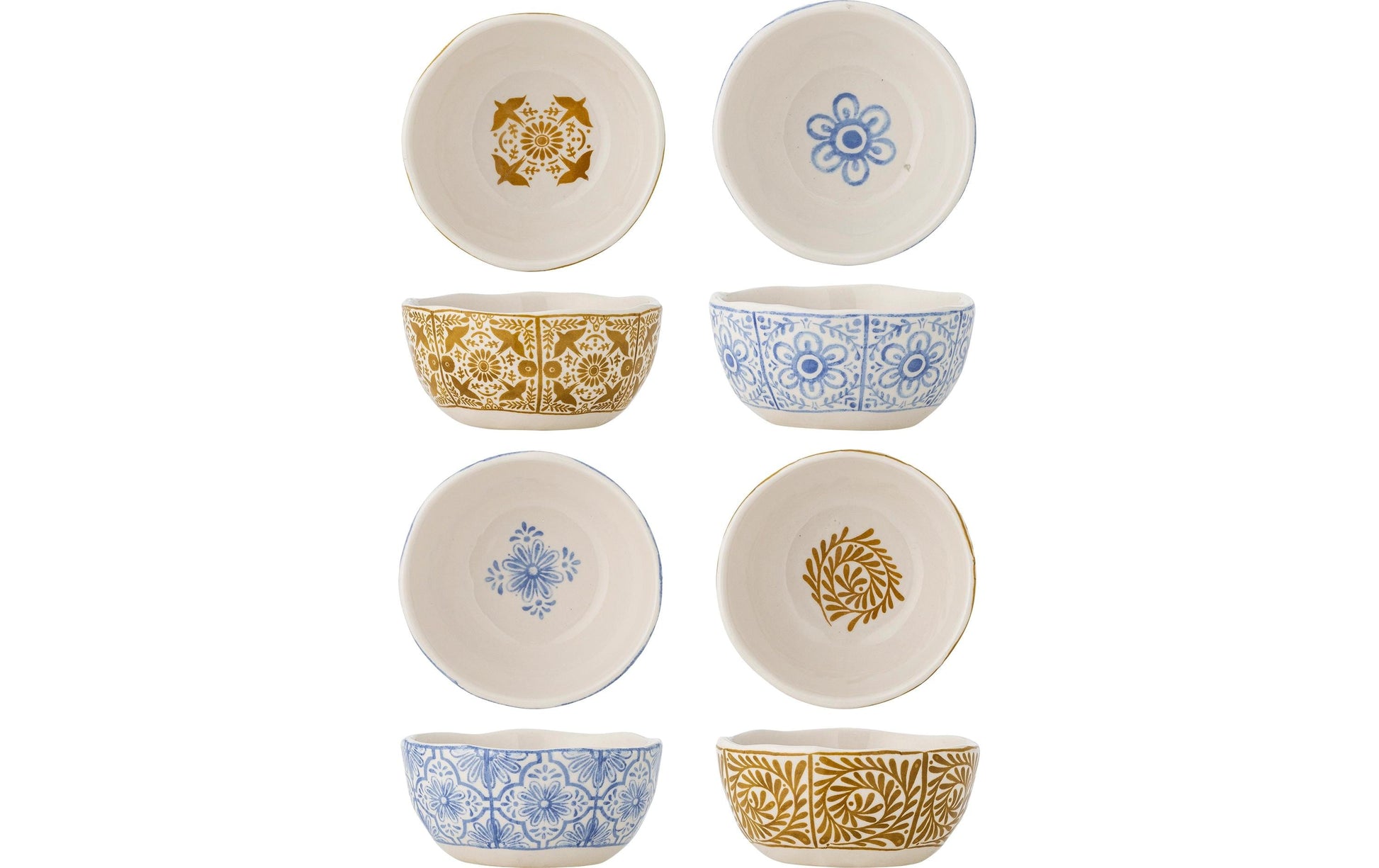 Bloomingville Milton Schalen – 4er Set, 200 ml, Ø 10,5 cm, Steinzeug, Gelb, spülmaschinenfest
